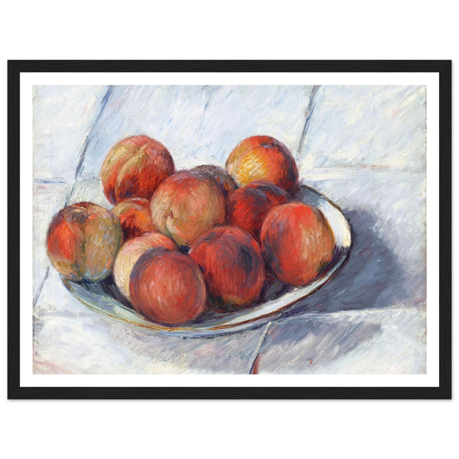 L’Assiette de pêches (circa 1882) Art Print | Gustave Caillebotte - Framed Poster - 30x40 cm / 12x16″ - Black frame