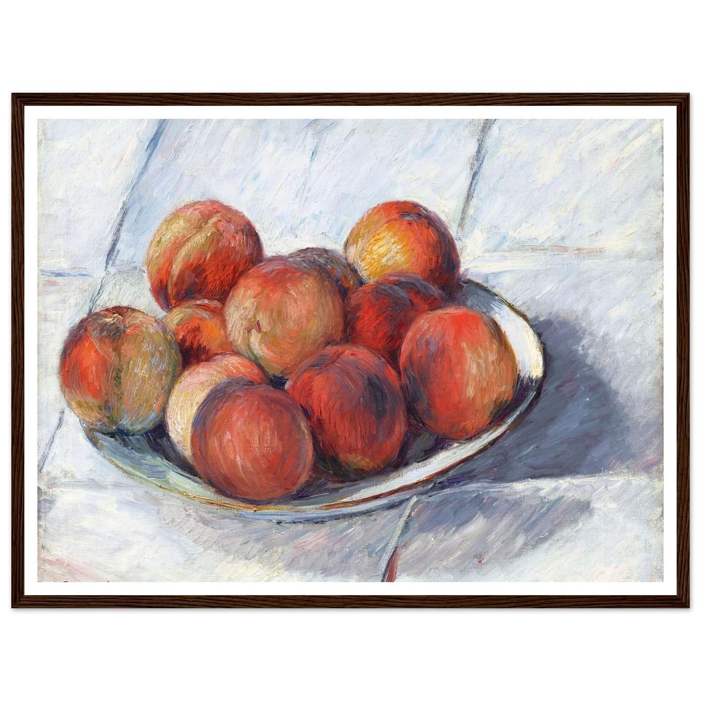 L’Assiette de pêches (circa 1882) Art Print | Gustave Caillebotte - Framed Poster - 30x40 cm / 12x16″ - Black frame