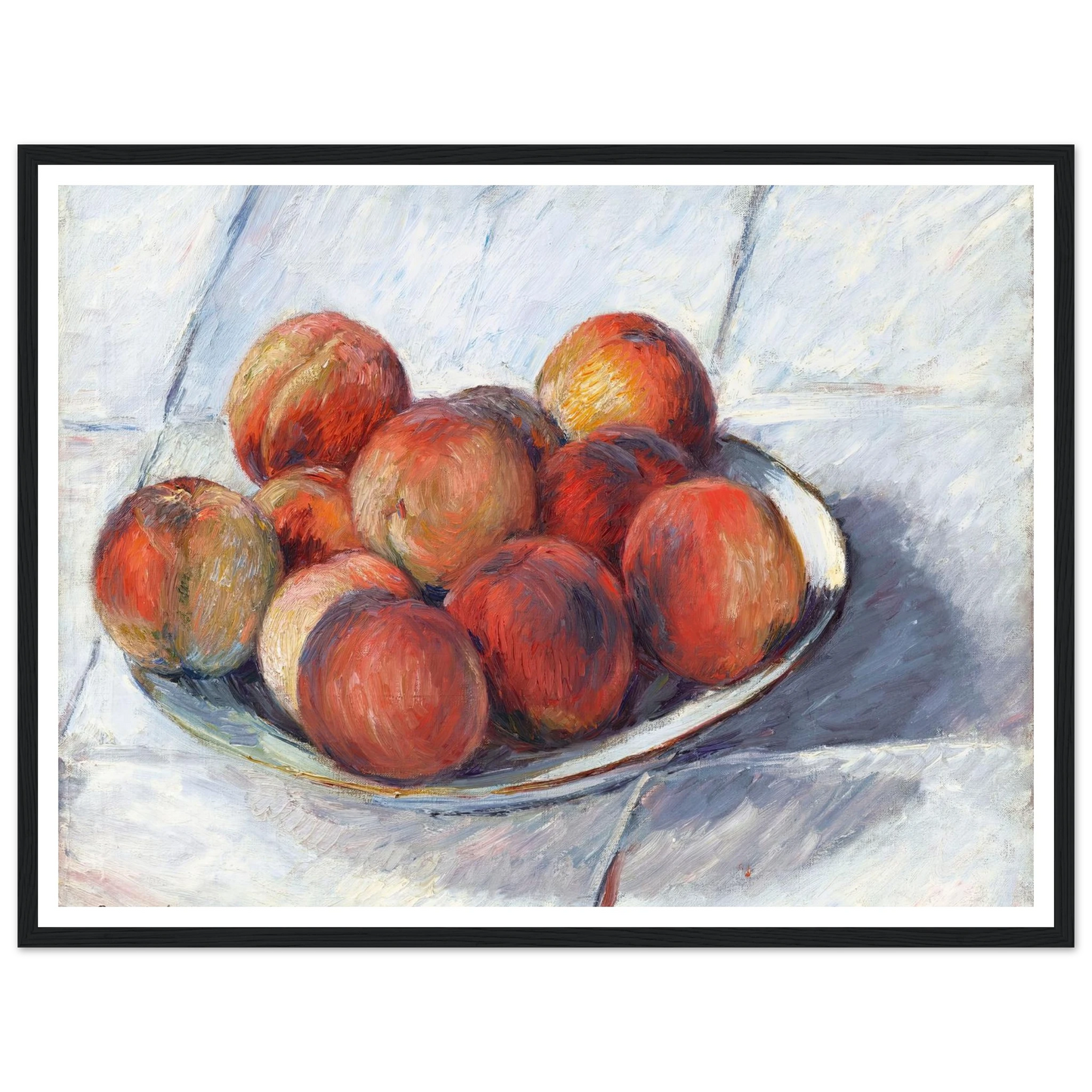 L’Assiette de pêches (circa 1882) Art Print | Gustave Caillebotte - Framed Poster - 30x40 cm / 12x16″ - Black frame