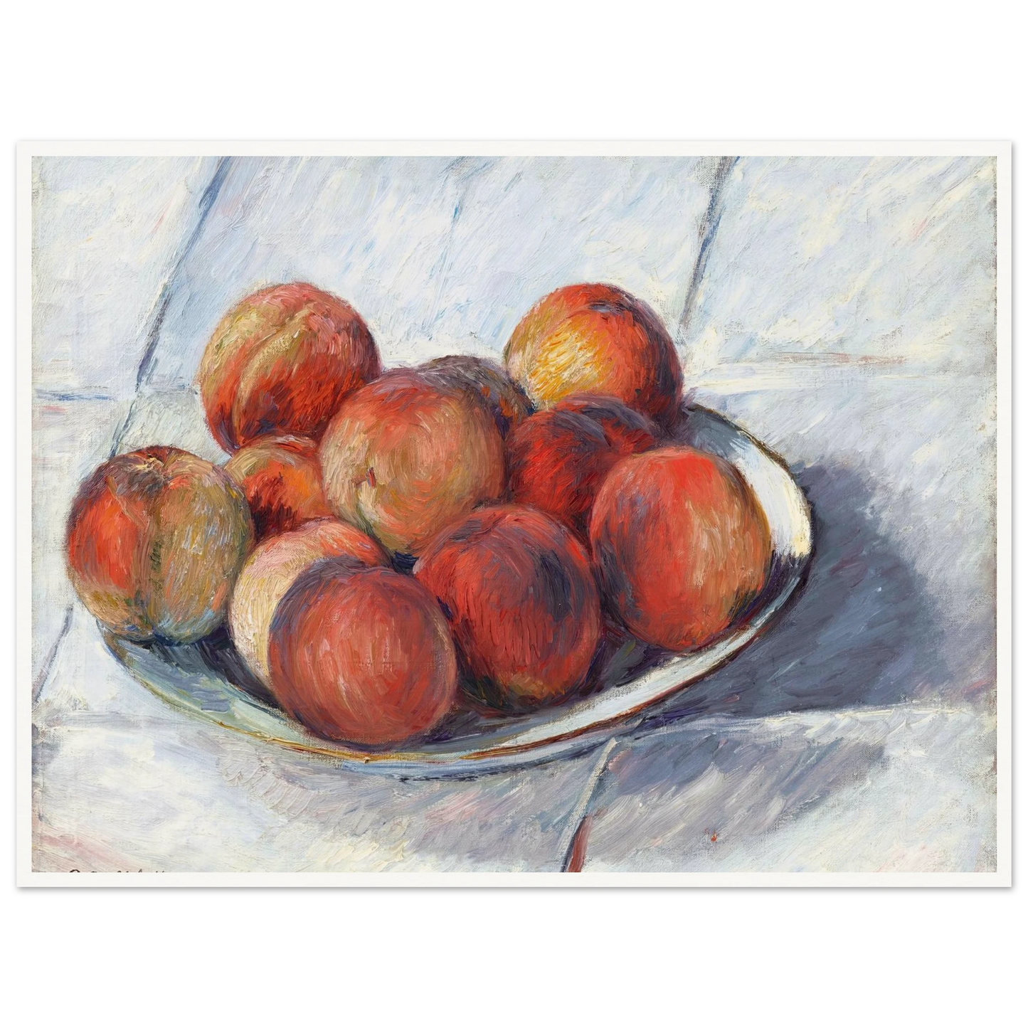 L’Assiette de pêches (circa 1882) Art Print | Gustave Caillebotte - Framed Poster - 30x40 cm / 12x16″ - Black frame