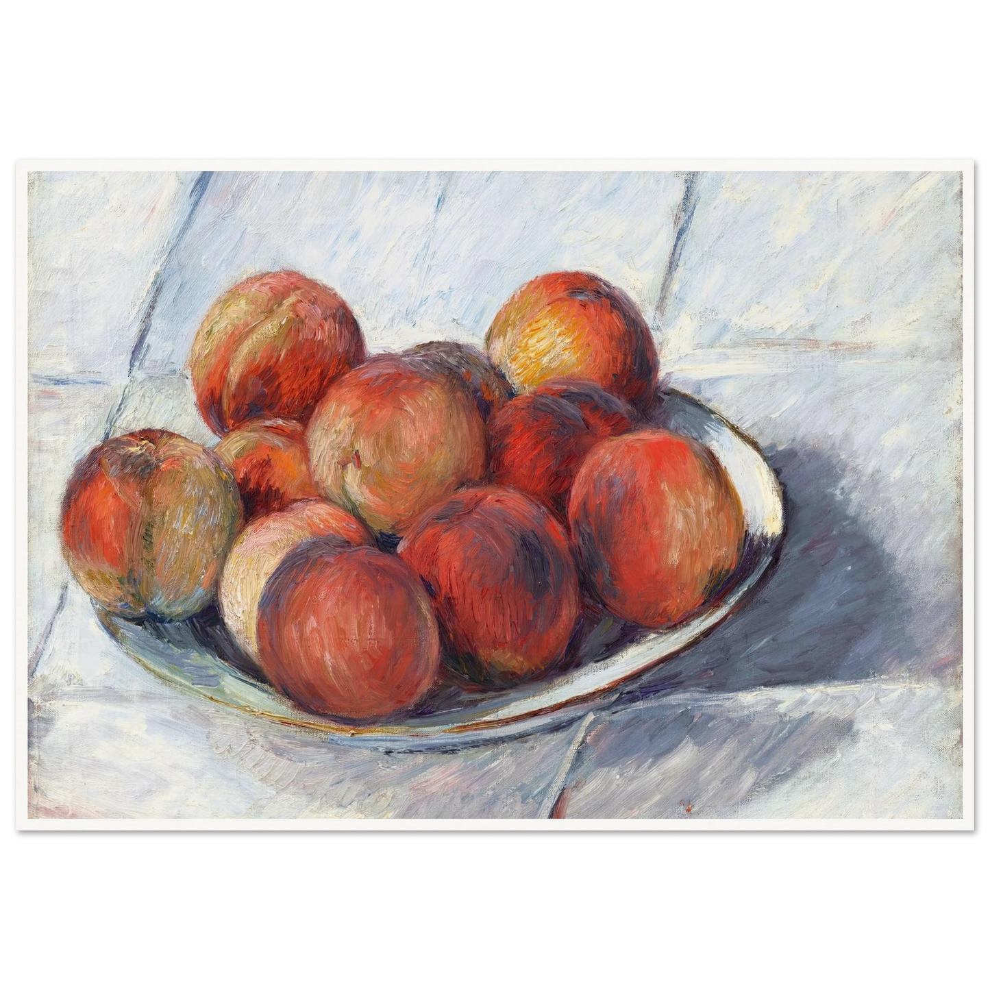 L’Assiette de pêches (circa 1882) Art Print | Gustave Caillebotte - Framed Poster - 30x40 cm / 12x16″ - Black frame