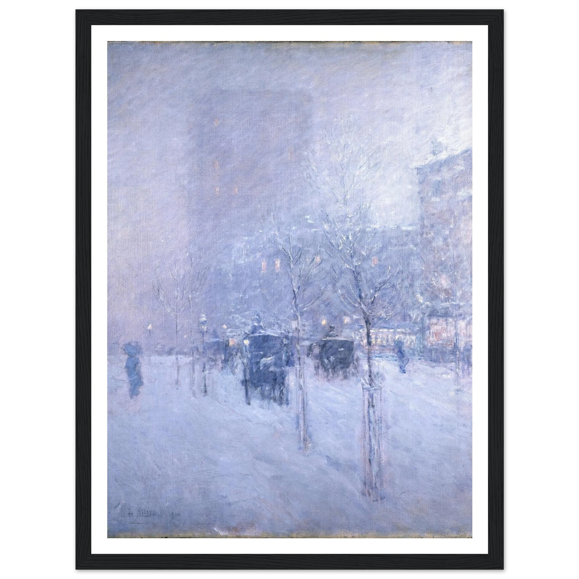 Late Afternoon, New York, Winter Art Print | Childe Hassam - Framed Poster - 30x40 cm / 12x16″ - Black frame