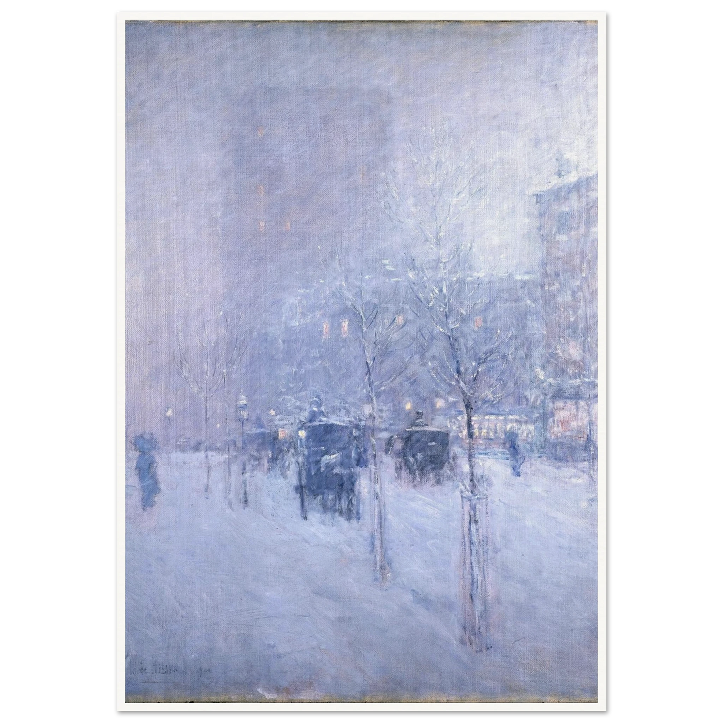 Late Afternoon, New York, Winter Art Print | Childe Hassam - Framed Poster - 30x40 cm / 12x16″ - Black frame