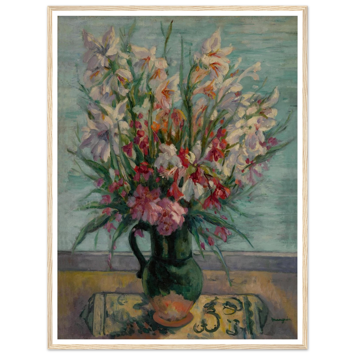 Lauriers-roses devant la mer (1934) Art Print | Henri Manguin - Framed Poster - 30x40 cm / 12x16″ - Black frame