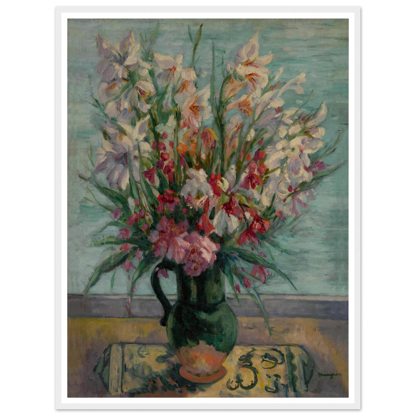 Lauriers-roses devant la mer (1934) Art Print | Henri Manguin - Framed Poster - 30x40 cm / 12x16″ - Black frame