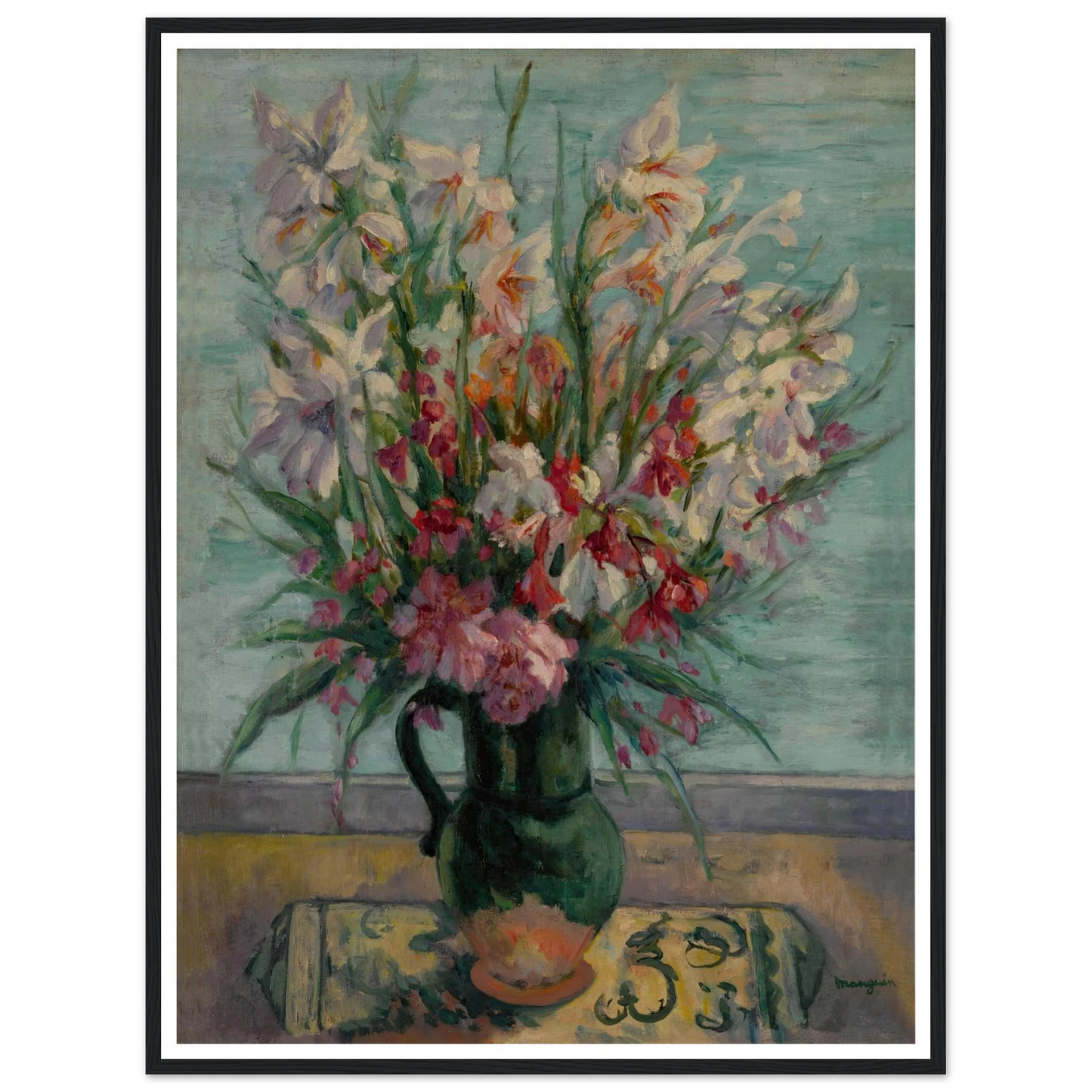 Lauriers-roses devant la mer (1934) Art Print | Henri Manguin - Framed Poster - 30x40 cm / 12x16″ - Black frame