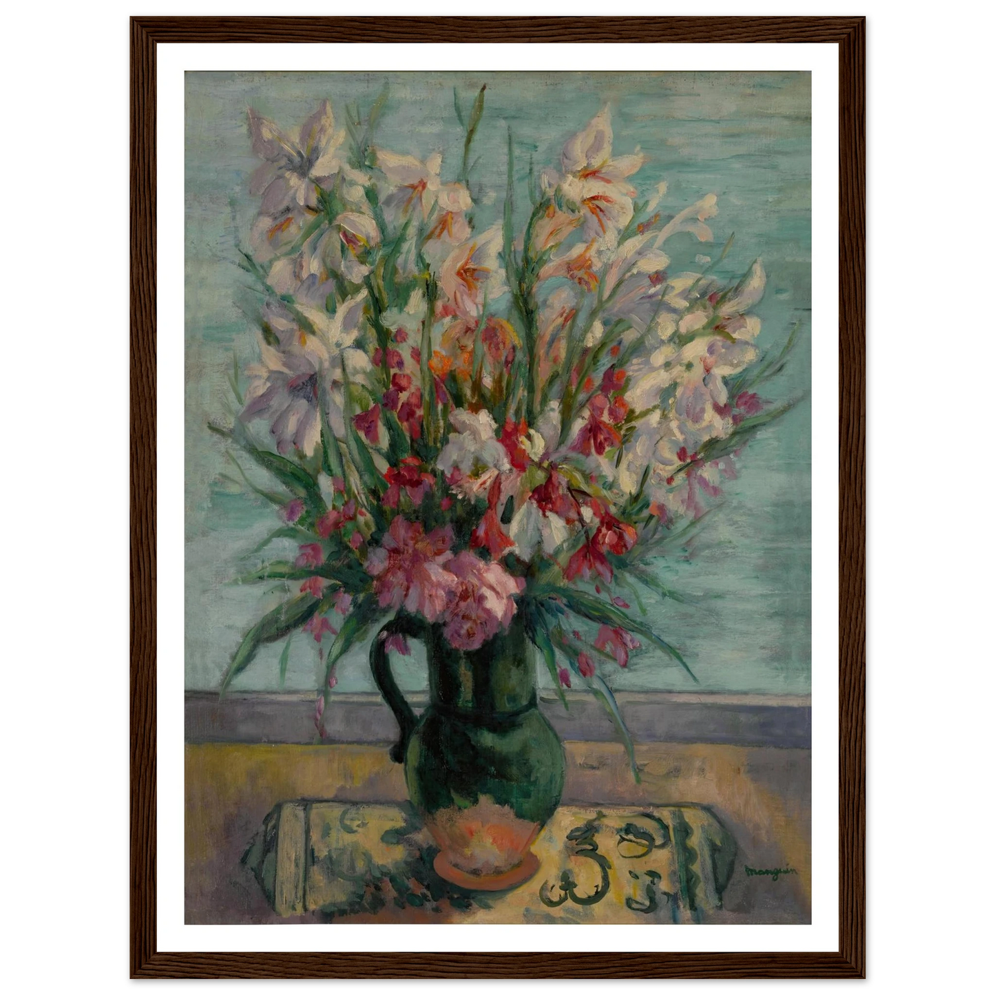 Lauriers-roses devant la mer (1934) Art Print | Henri Manguin - Framed Poster - 30x40 cm / 12x16″ - Black frame
