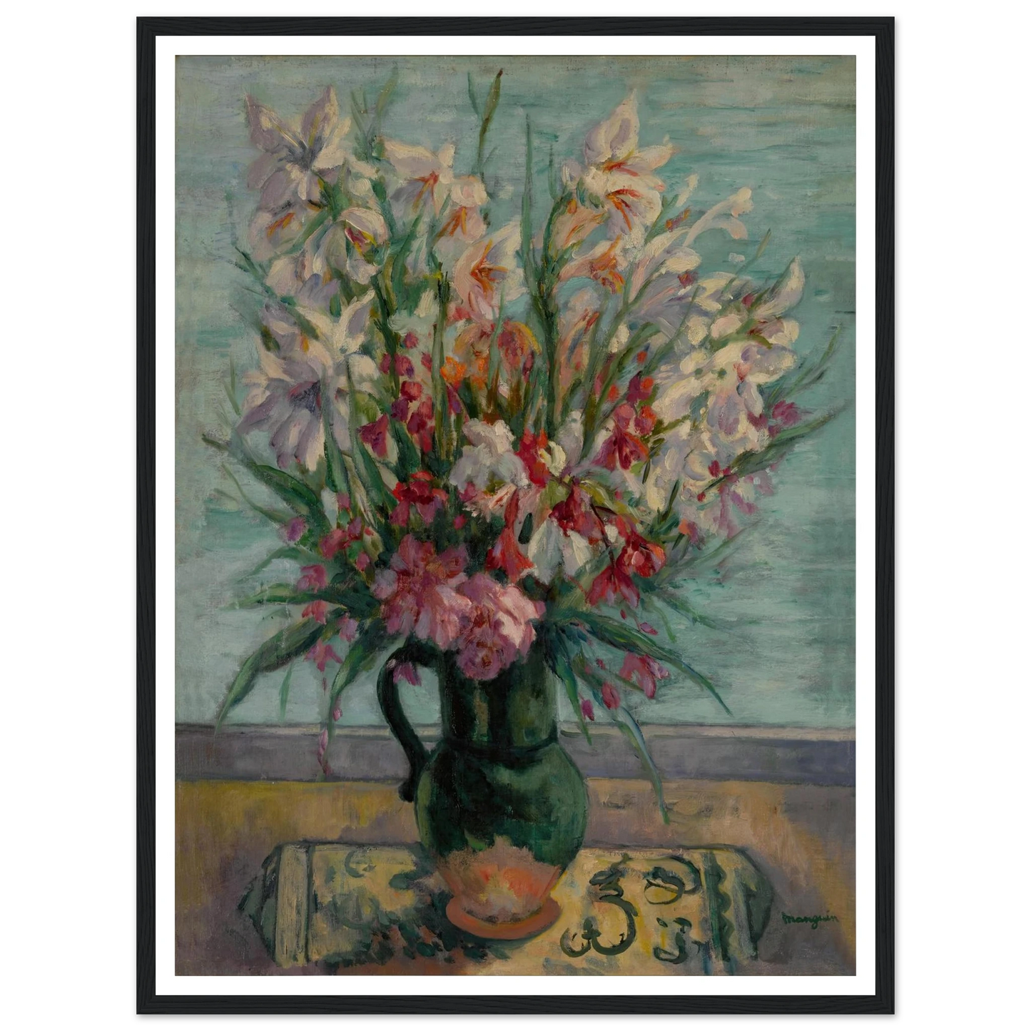 Lauriers-roses devant la mer (1934) Art Print | Henri Manguin - Framed Poster - 30x40 cm / 12x16″ - Black frame