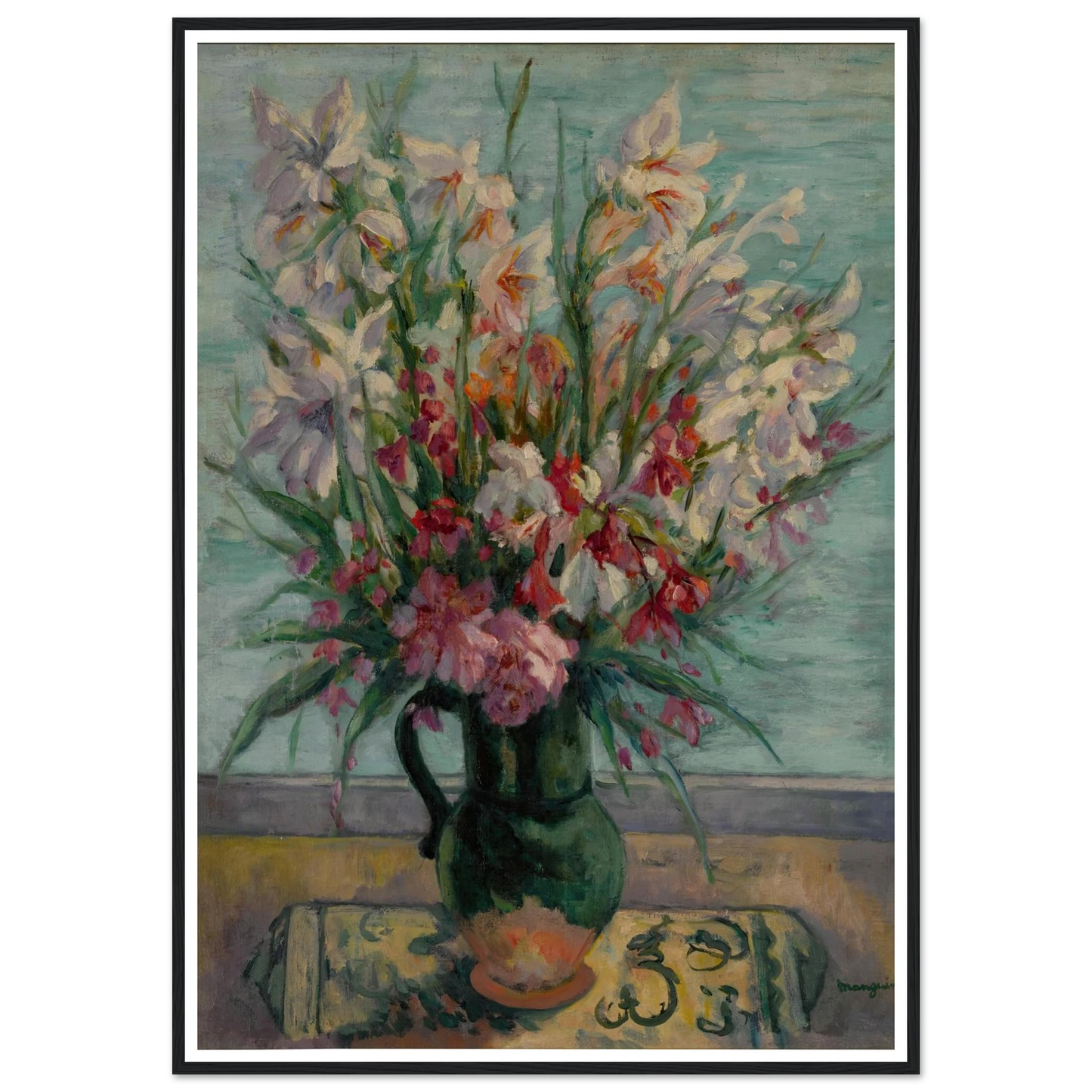 Lauriers-roses devant la mer (1934) Art Print | Henri Manguin - Framed Poster - 30x40 cm / 12x16″ - Black frame