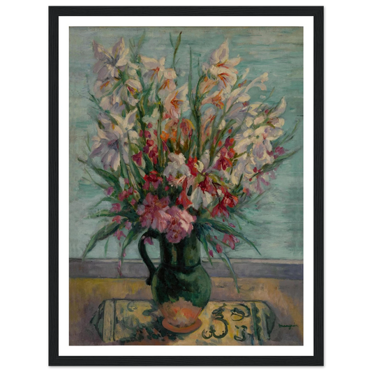 Lauriers-roses devant la mer (1934) Art Print | Henri Manguin - Framed Poster - 30x40 cm / 12x16″ - Black frame