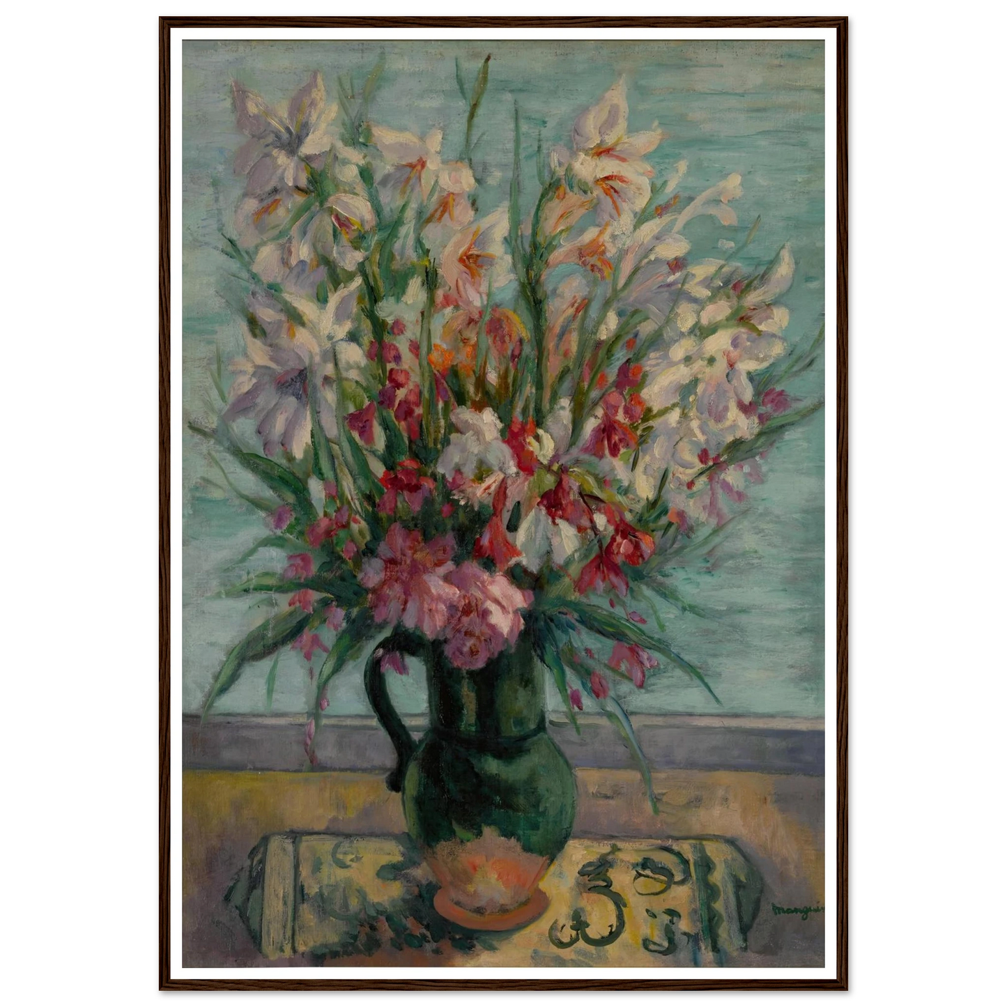 Lauriers-roses devant la mer (1934) Art Print | Henri Manguin - Framed Poster - 30x40 cm / 12x16″ - Black frame