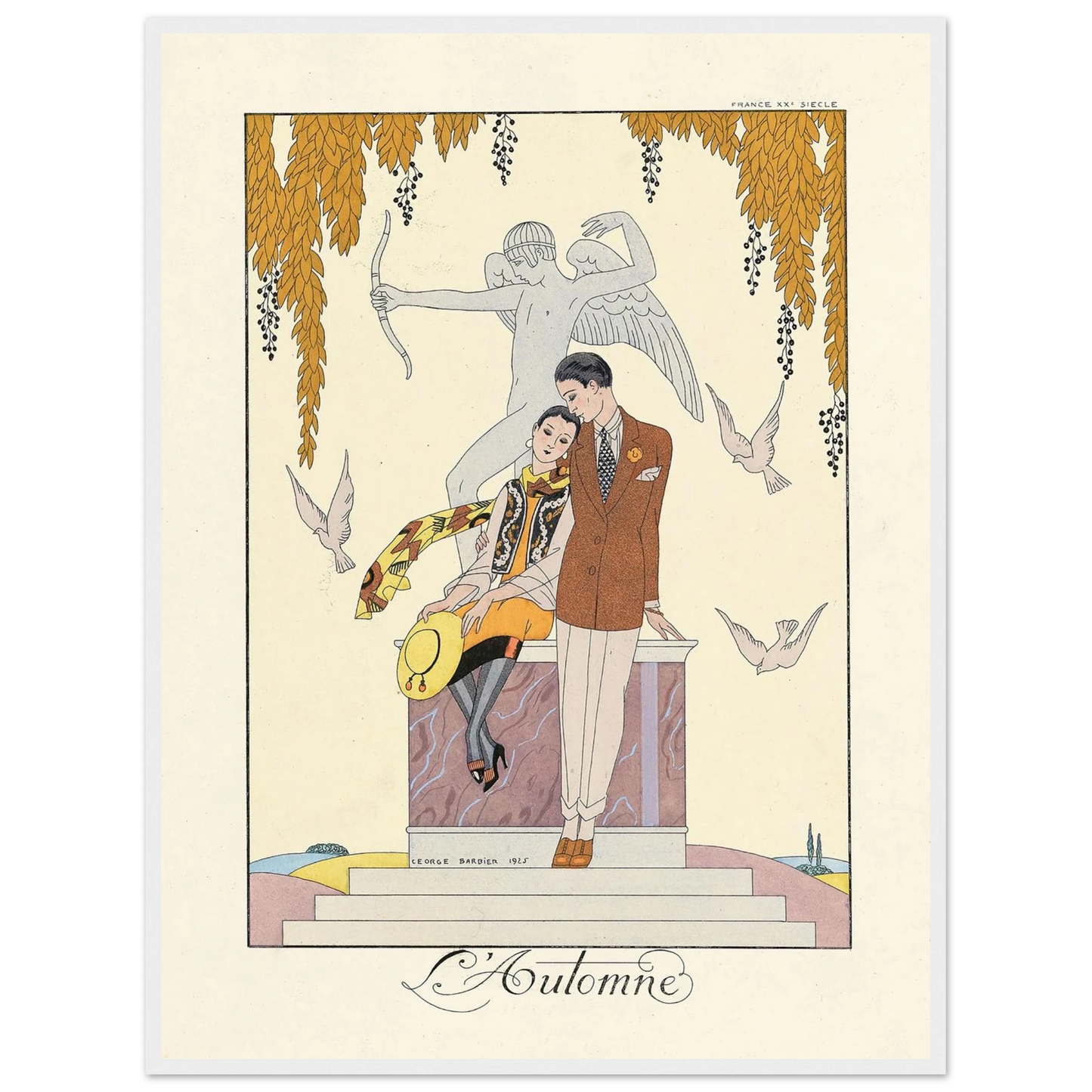 L’Automne (Autumn) (1922–1926) Art Print | George Barbier - Framed Poster - 30x40 cm / 12x16″ - Black frame