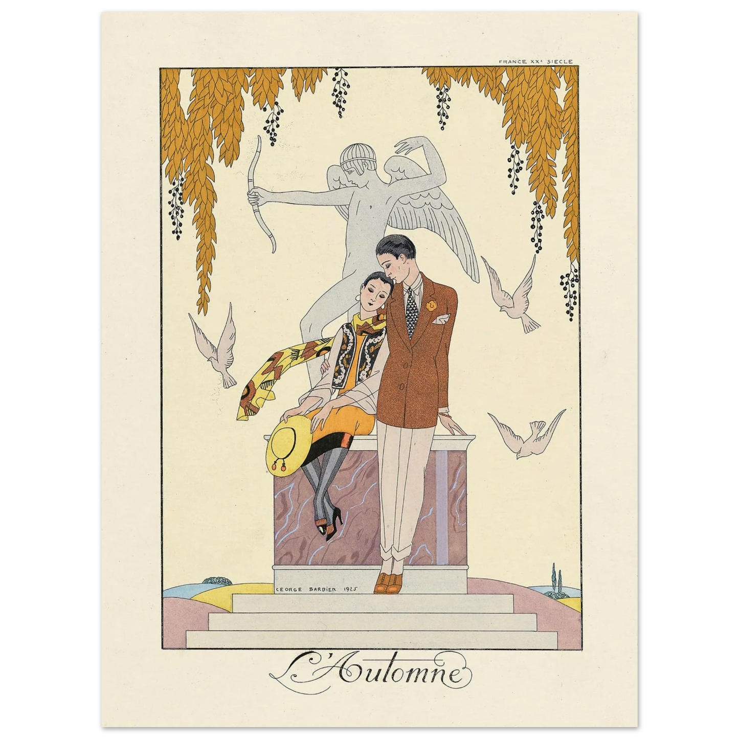 L’Automne (Autumn) (1922–1926) Art Print | George Barbier - Framed Poster - 30x40 cm / 12x16″ - Black frame