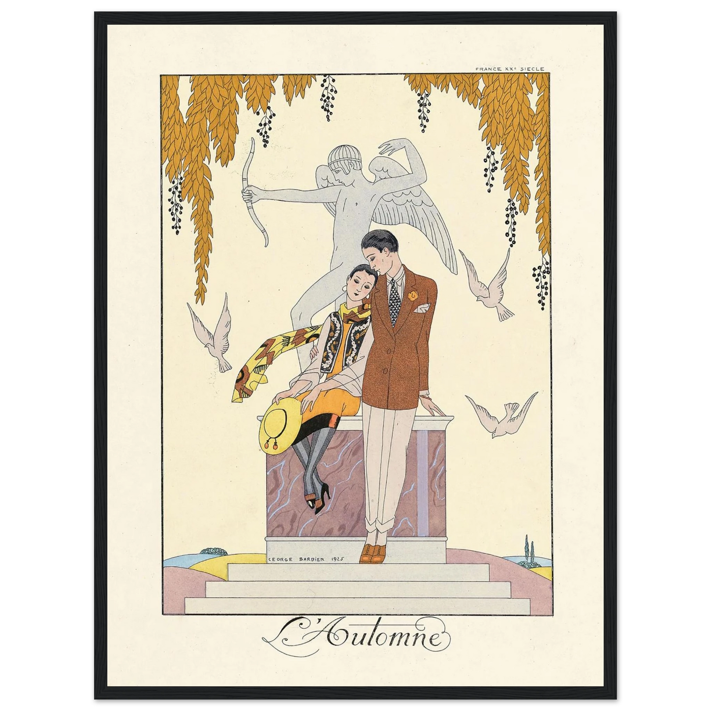 L’Automne (Autumn) (1922–1926) Art Print | George Barbier - Framed Poster - 30x40 cm / 12x16″ - Black frame