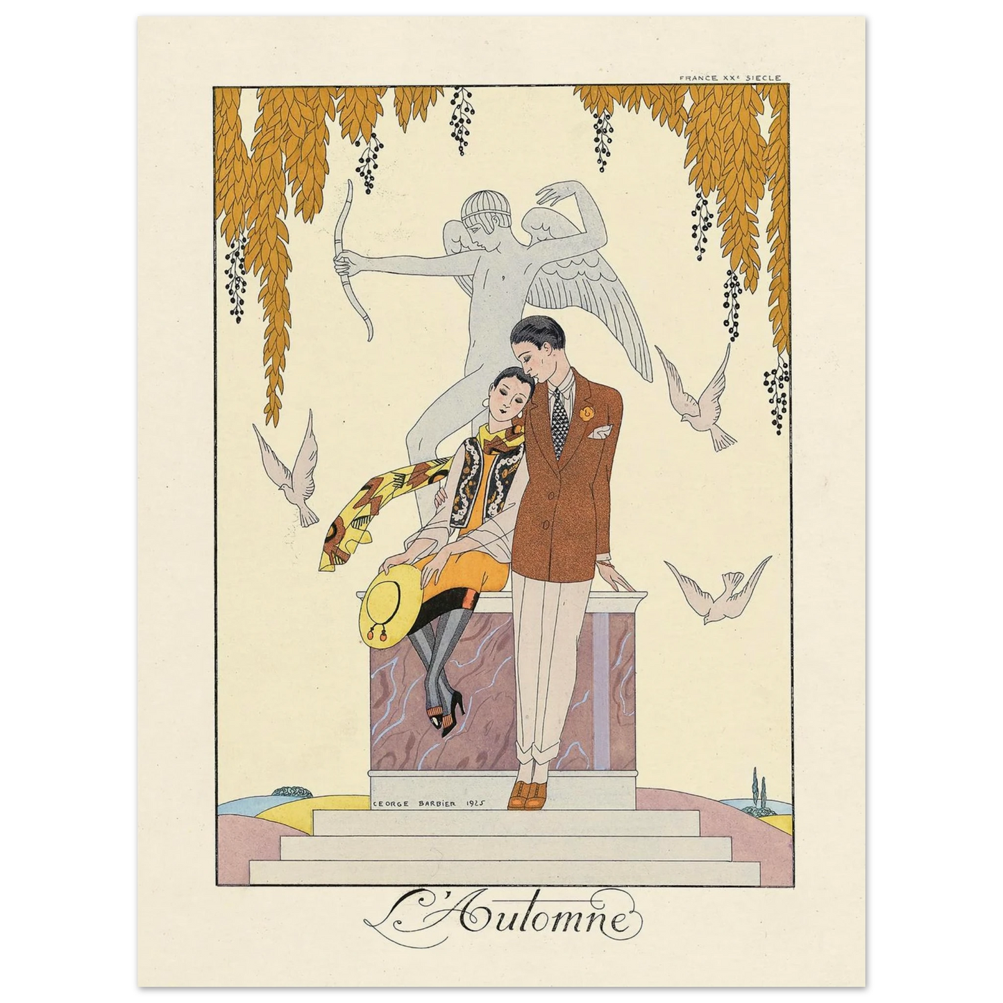 L’Automne (Autumn) (1922–1926) Art Print | George Barbier - Framed Poster - 30x40 cm / 12x16″ - Black frame