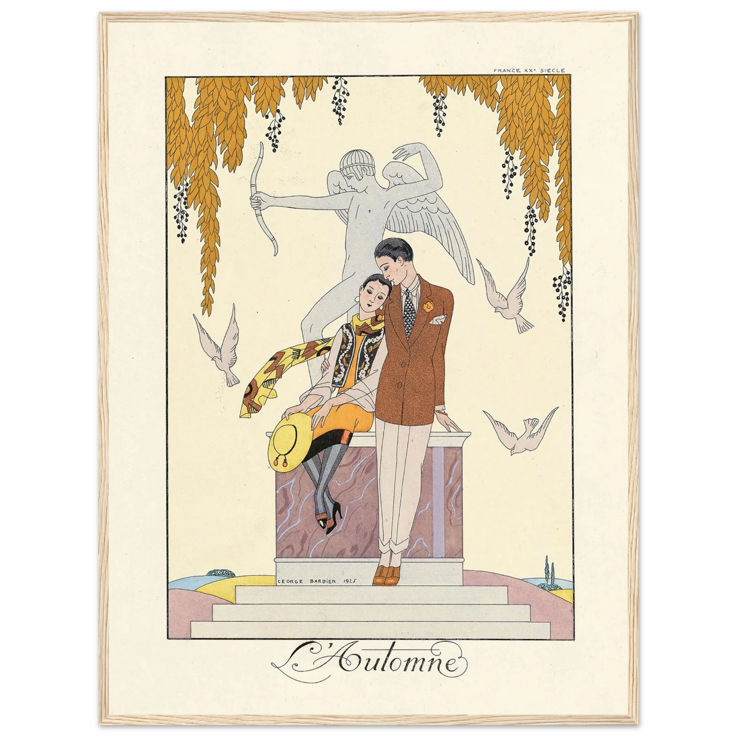 L’Automne (Autumn) (1922–1926) Art Print | George Barbier - Framed Poster - 30x40 cm / 12x16″ - Black frame