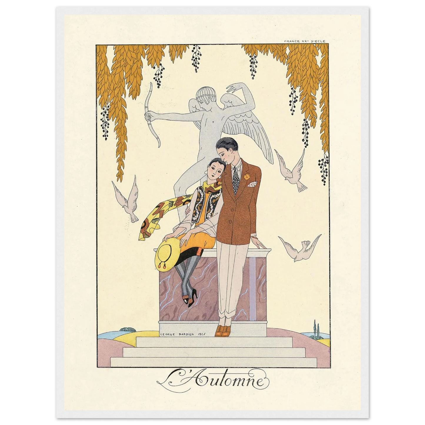 L’Automne (Autumn) (1922–1926) Art Print | George Barbier - Framed Poster - 30x40 cm / 12x16″ - Black frame