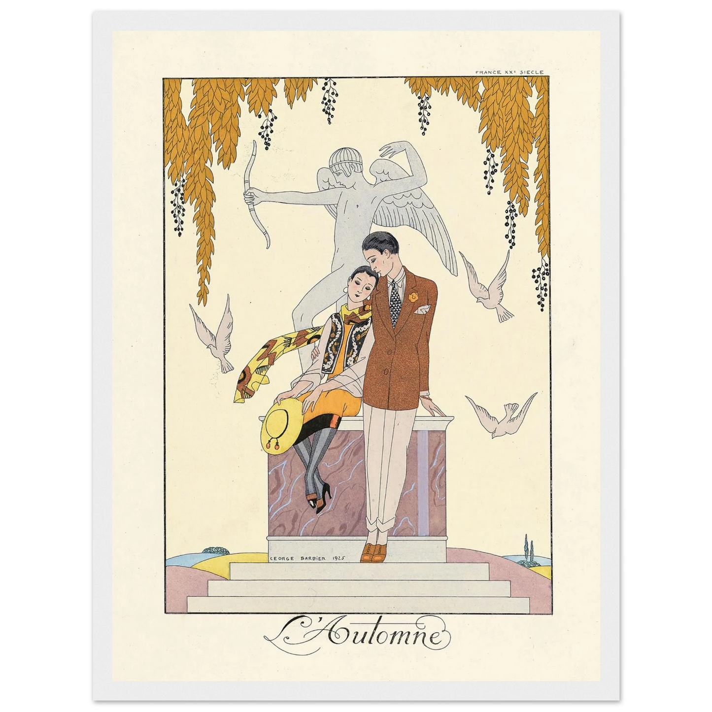 L’Automne (Autumn) (1922–1926) Art Print | George Barbier - Framed Poster - 30x40 cm / 12x16″ - Black frame