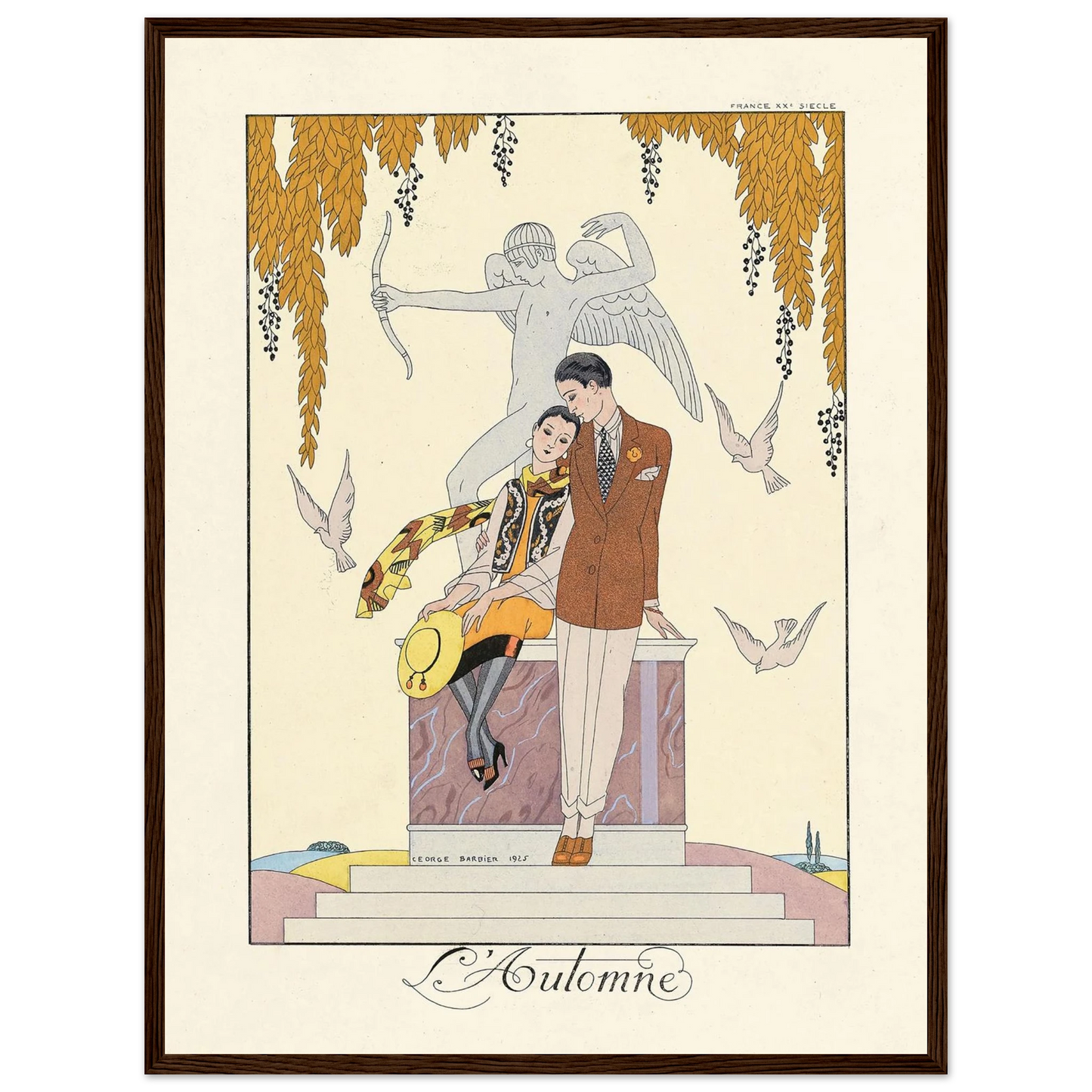 L’Automne (Autumn) (1922–1926) Art Print | George Barbier - Framed Poster - 30x40 cm / 12x16″ - Black frame