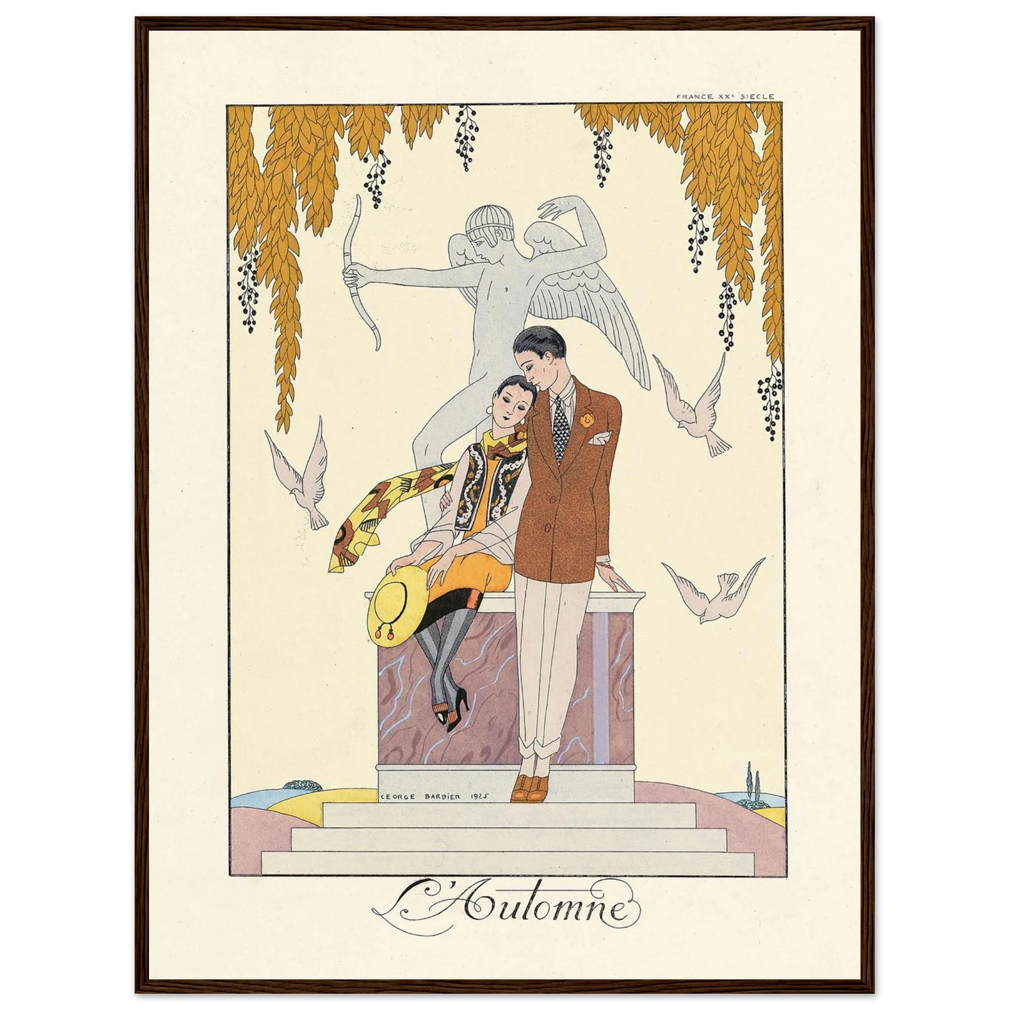L’Automne (Autumn) (1922–1926) Art Print | George Barbier - Framed Poster - 30x40 cm / 12x16″ - Black frame