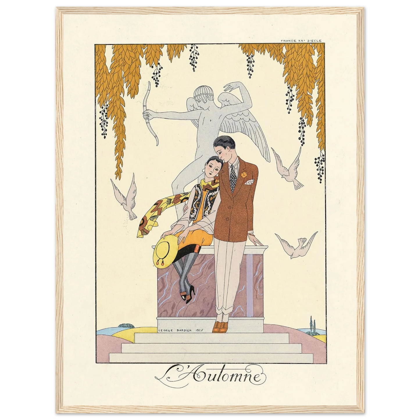 L’Automne (Autumn) (1922–1926) Art Print | George Barbier - Framed Poster - 30x40 cm / 12x16″ - Black frame