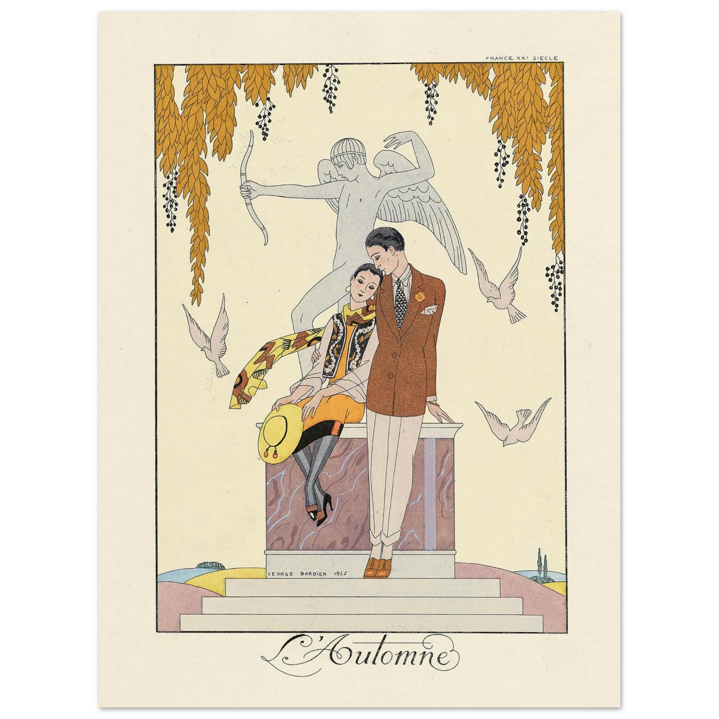 L’Automne (Autumn) (1922–1926) Art Print | George Barbier - Framed Poster - 30x40 cm / 12x16″ - Black frame