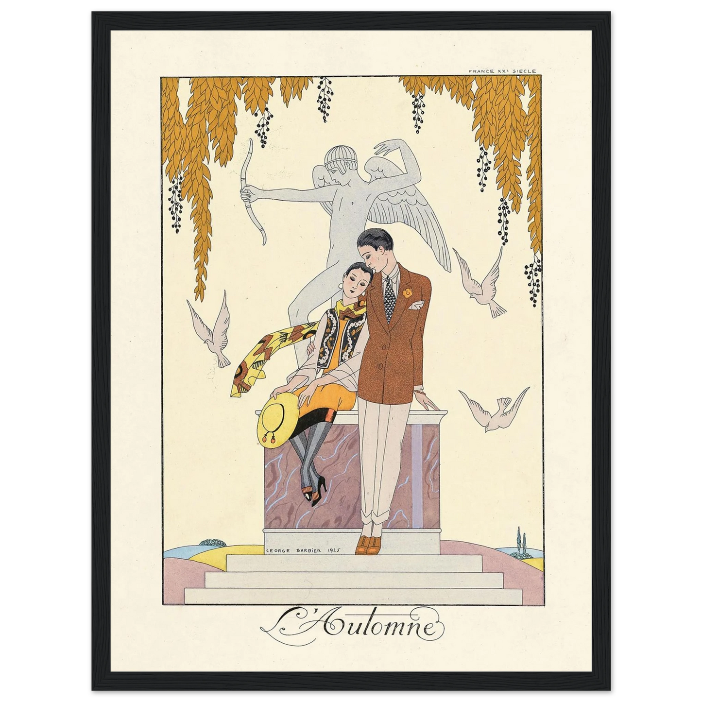 L’Automne (Autumn) (1922–1926) Art Print | George Barbier - Framed Poster - 30x40 cm / 12x16″ - Black frame