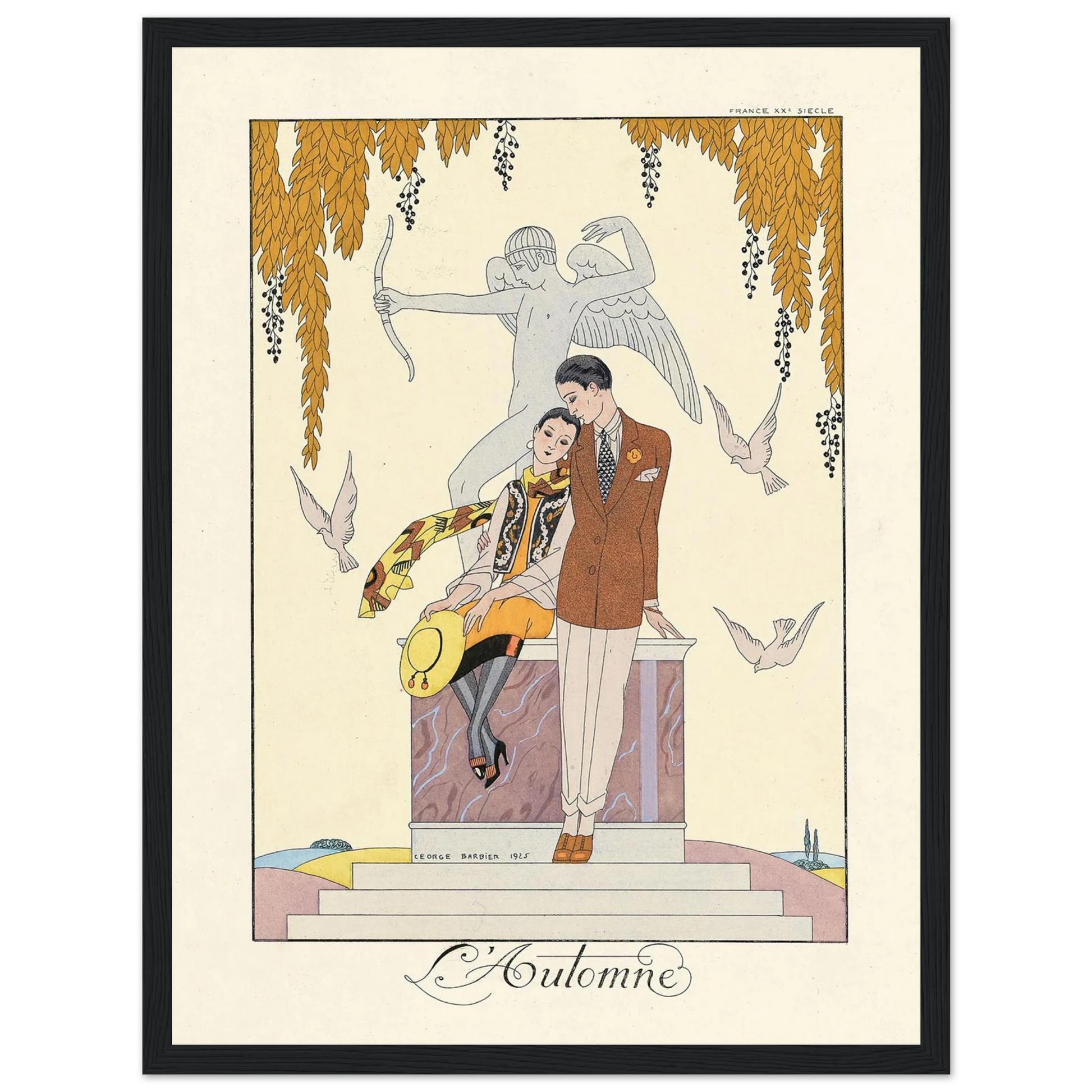 L’Automne (Autumn) (1922–1926) Art Print | George Barbier - Framed Poster - 30x40 cm / 12x16″ - Black frame