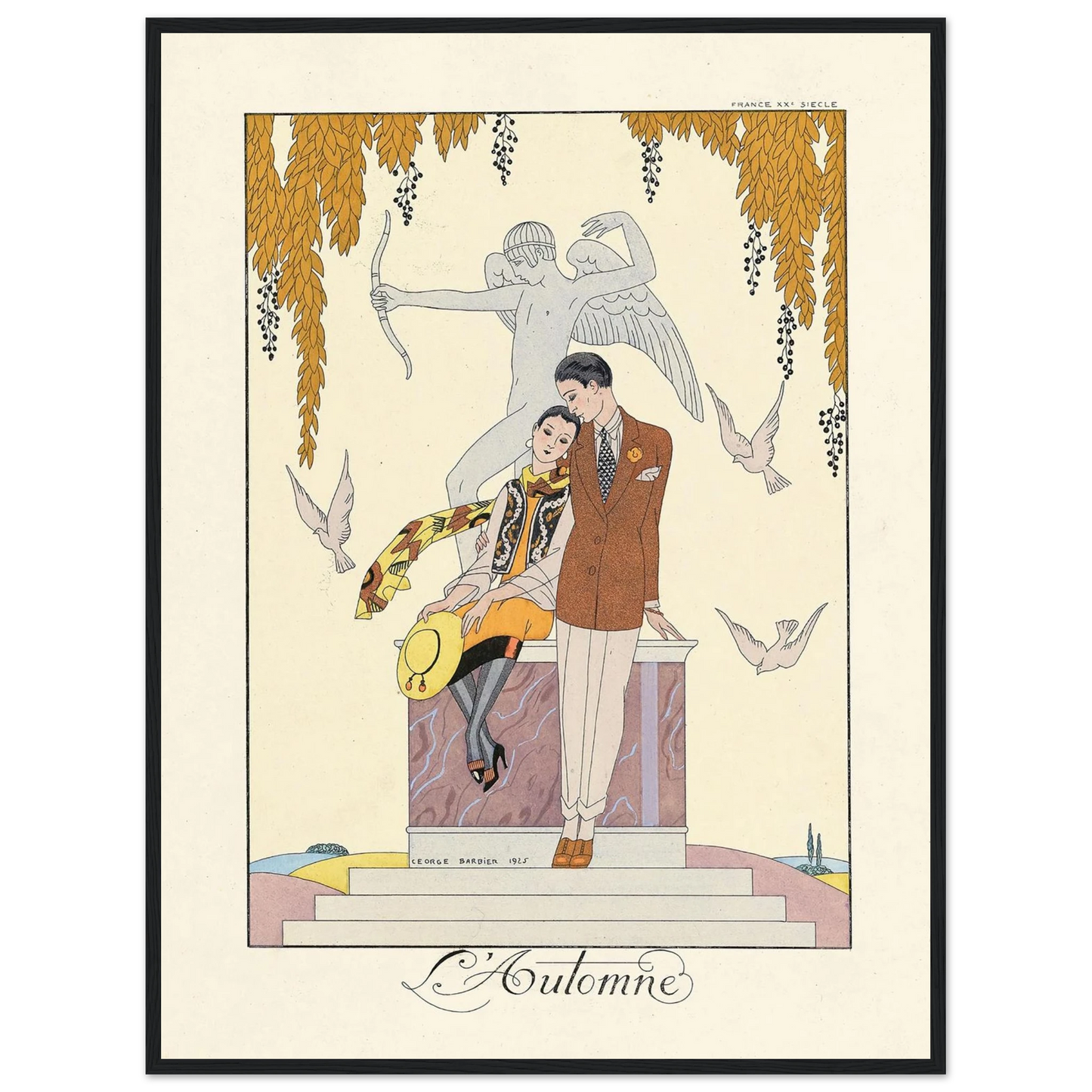 L’Automne (Autumn) (1922–1926) Art Print | George Barbier - Framed Poster - 30x40 cm / 12x16″ - Black frame