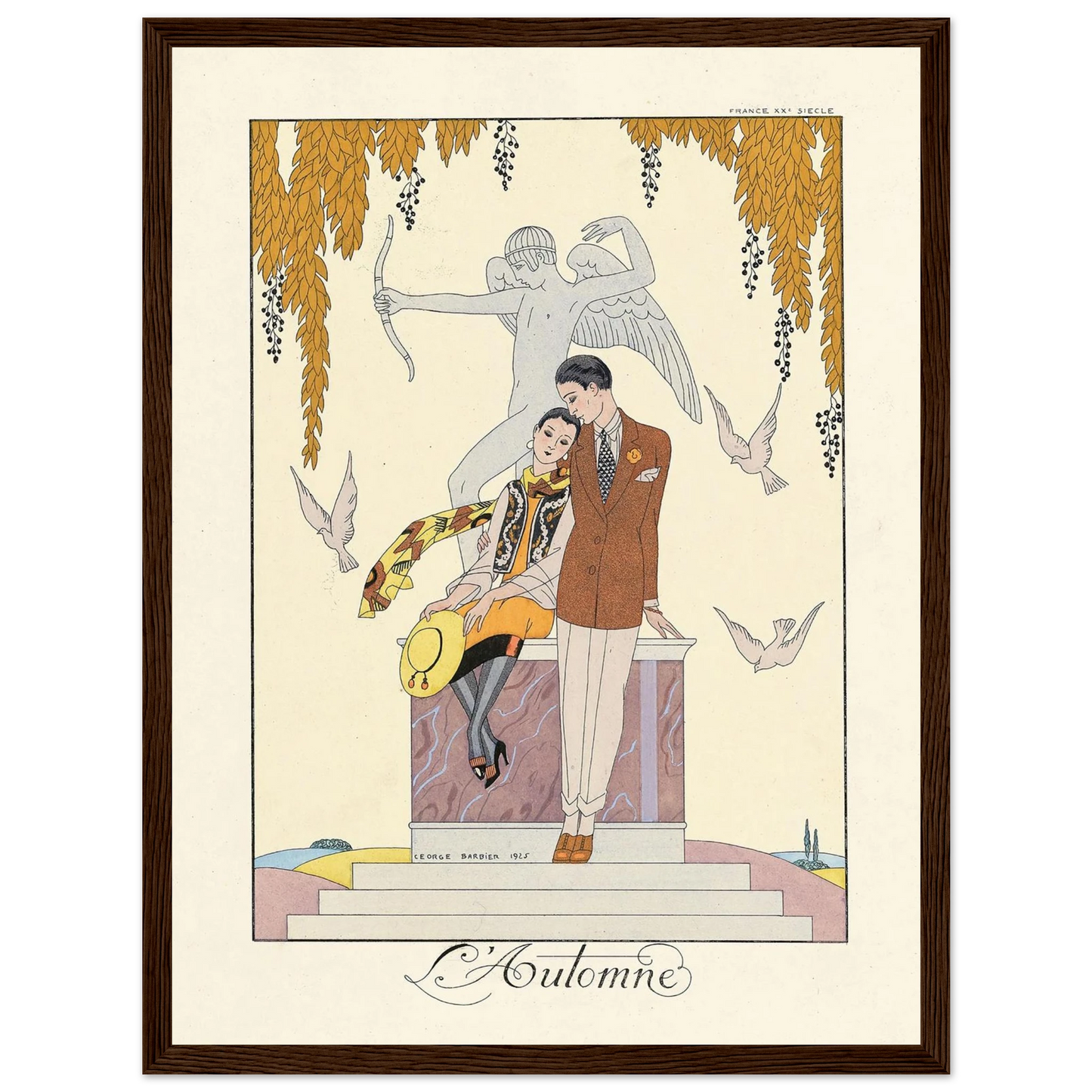 L’Automne (Autumn) (1922–1926) Art Print | George Barbier - Framed Poster - 30x40 cm / 12x16″ - Black frame