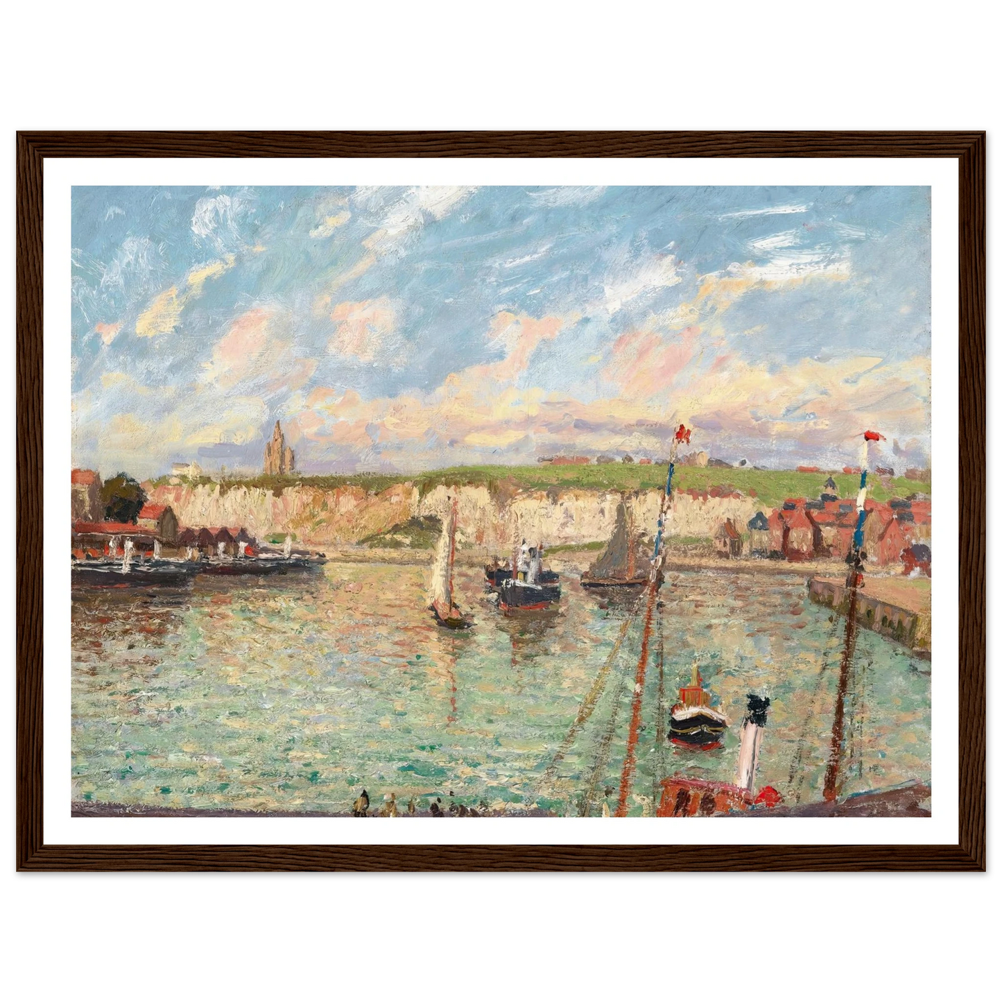 L’avant-Port De Dieppe, Après-Midi, Temps Lumineux (1902) Art Print | Camille Pissarro - Framed Poster - 30x40 cm / 12x16″ - Black frame