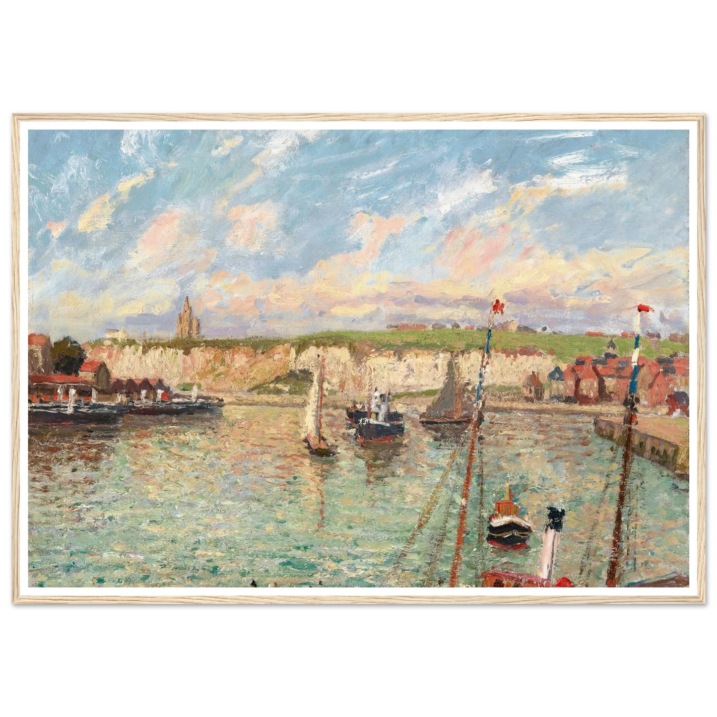 L’avant-Port De Dieppe, Après-Midi, Temps Lumineux (1902) Art Print | Camille Pissarro - Framed Poster - 30x40 cm / 12x16″ - Black frame