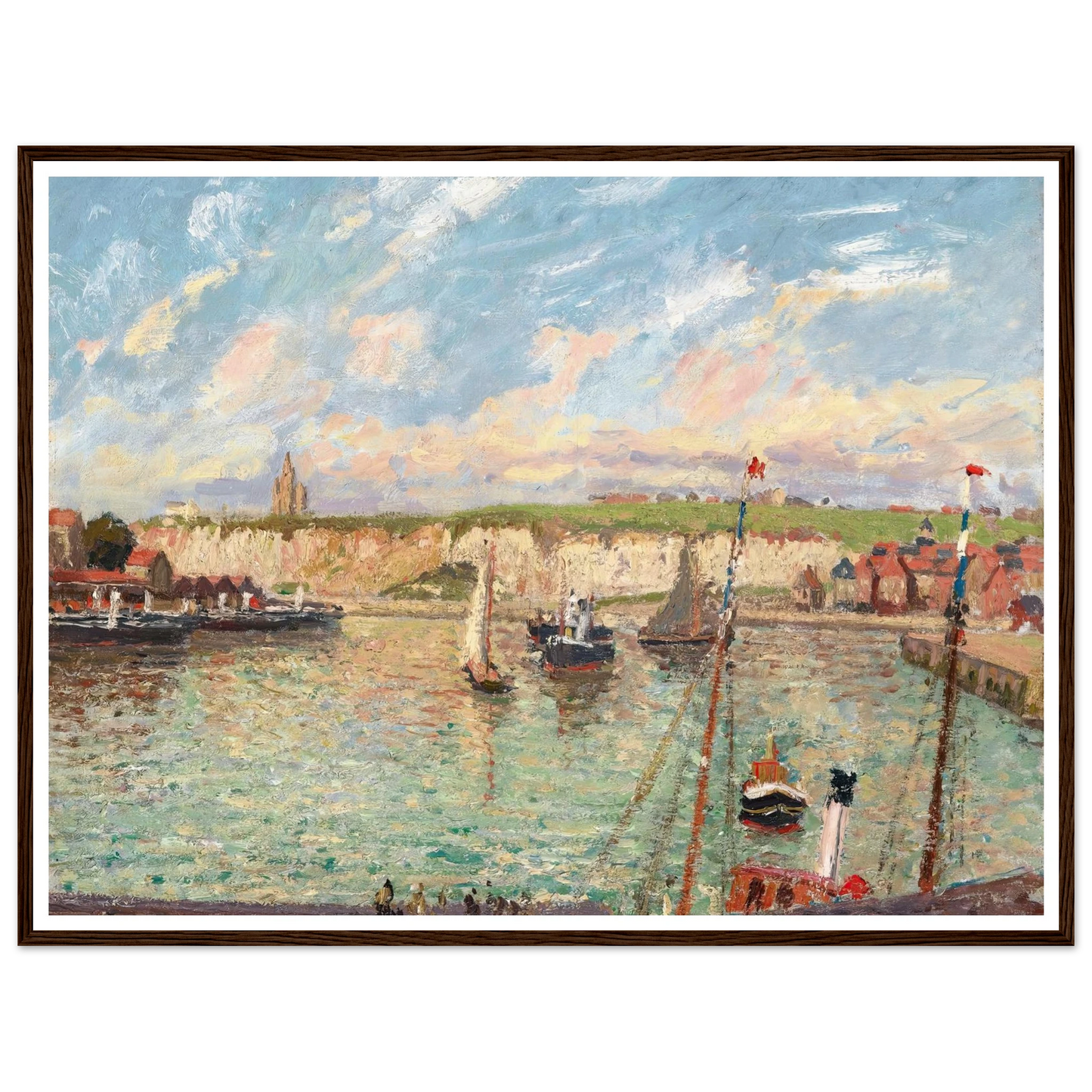 L’avant-Port De Dieppe, Après-Midi, Temps Lumineux (1902) Art Print | Camille Pissarro - Framed Poster - 30x40 cm / 12x16″ - Black frame