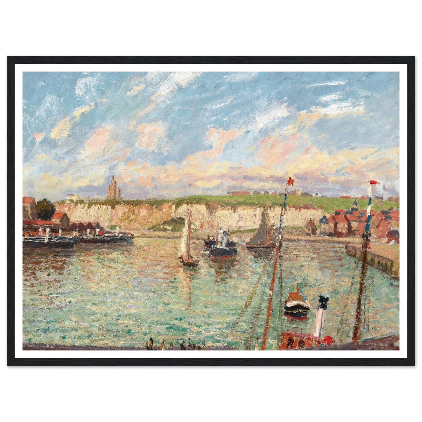L’avant-Port De Dieppe, Après-Midi, Temps Lumineux (1902) Art Print | Camille Pissarro - Framed Poster - 30x40 cm / 12x16″ - Black frame