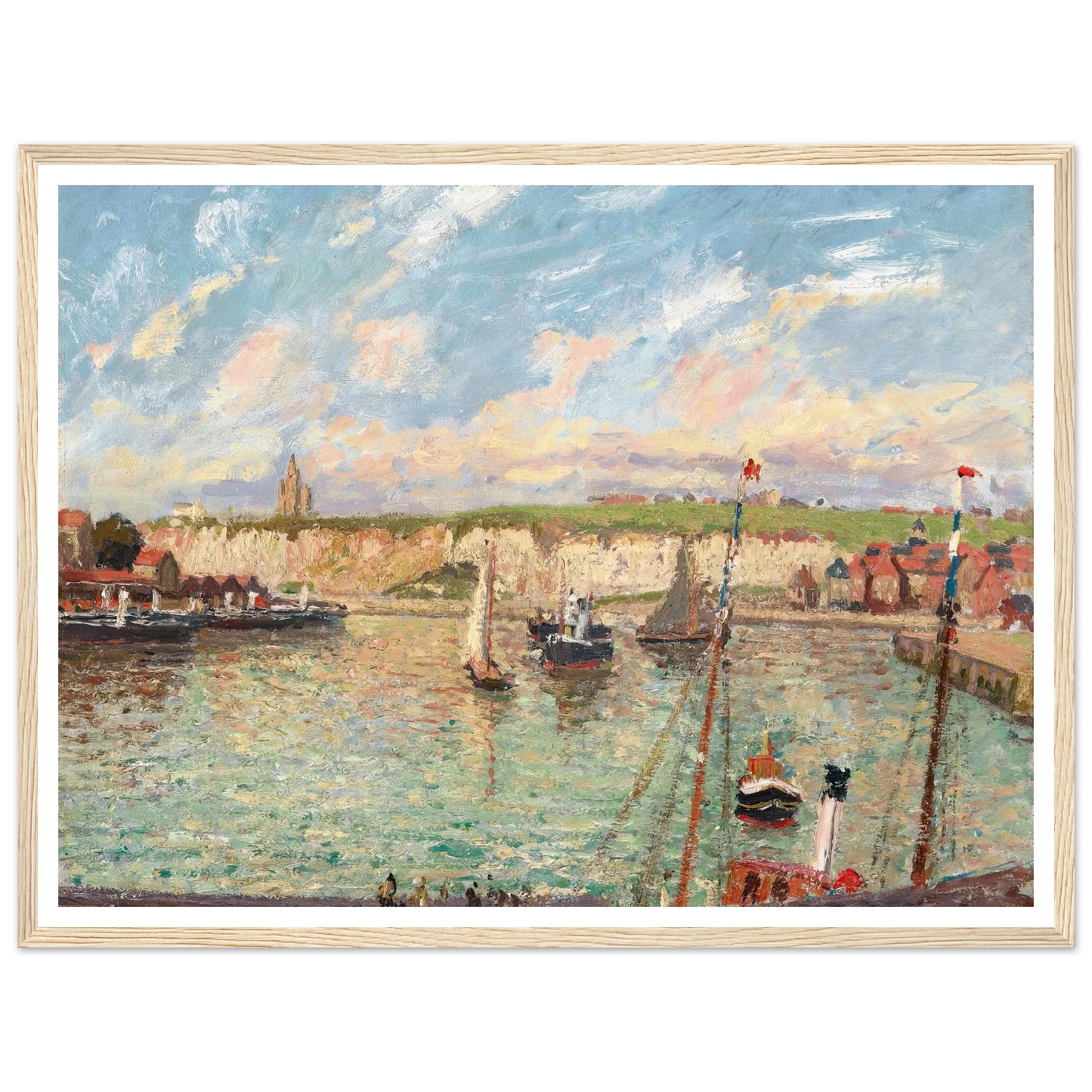 L’avant-Port De Dieppe, Après-Midi, Temps Lumineux (1902) Art Print | Camille Pissarro - Framed Poster - 30x40 cm / 12x16″ - Black frame