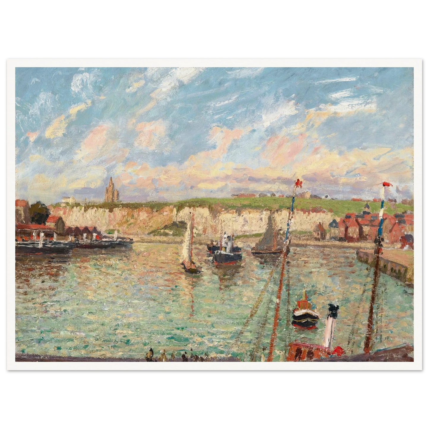 L’avant-Port De Dieppe, Après-Midi, Temps Lumineux (1902) Art Print | Camille Pissarro - Framed Poster - 30x40 cm / 12x16″ - Black frame