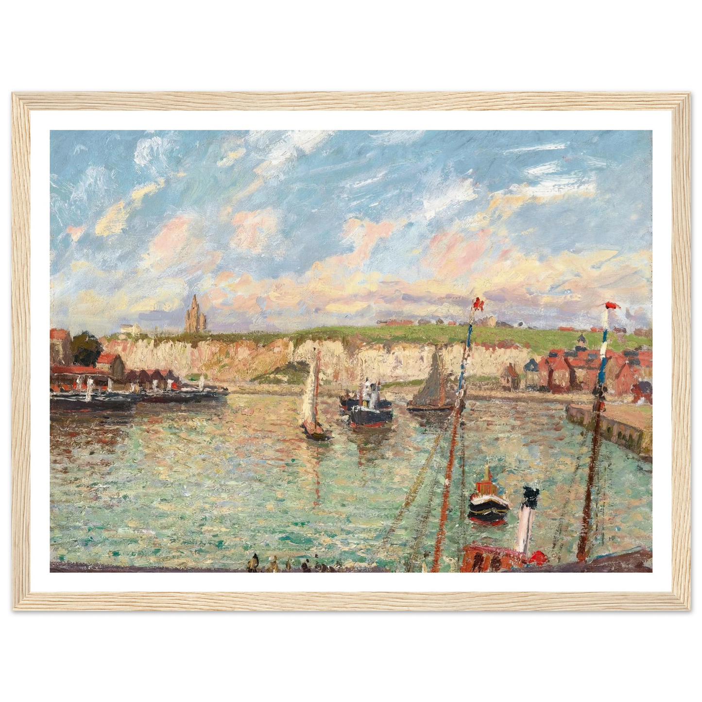 L’avant-Port De Dieppe, Après-Midi, Temps Lumineux (1902) Art Print | Camille Pissarro - Framed Poster - 30x40 cm / 12x16″ - Black frame