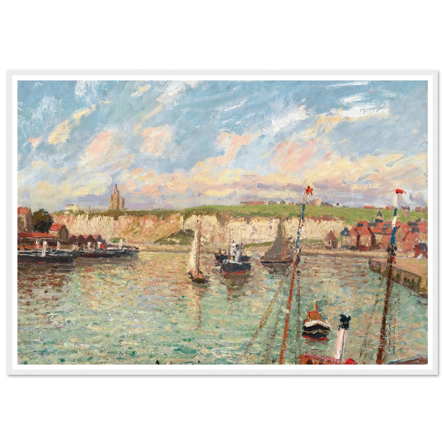 L’avant-Port De Dieppe, Après-Midi, Temps Lumineux (1902) Art Print | Camille Pissarro - Framed Poster - 30x40 cm / 12x16″ - Black frame