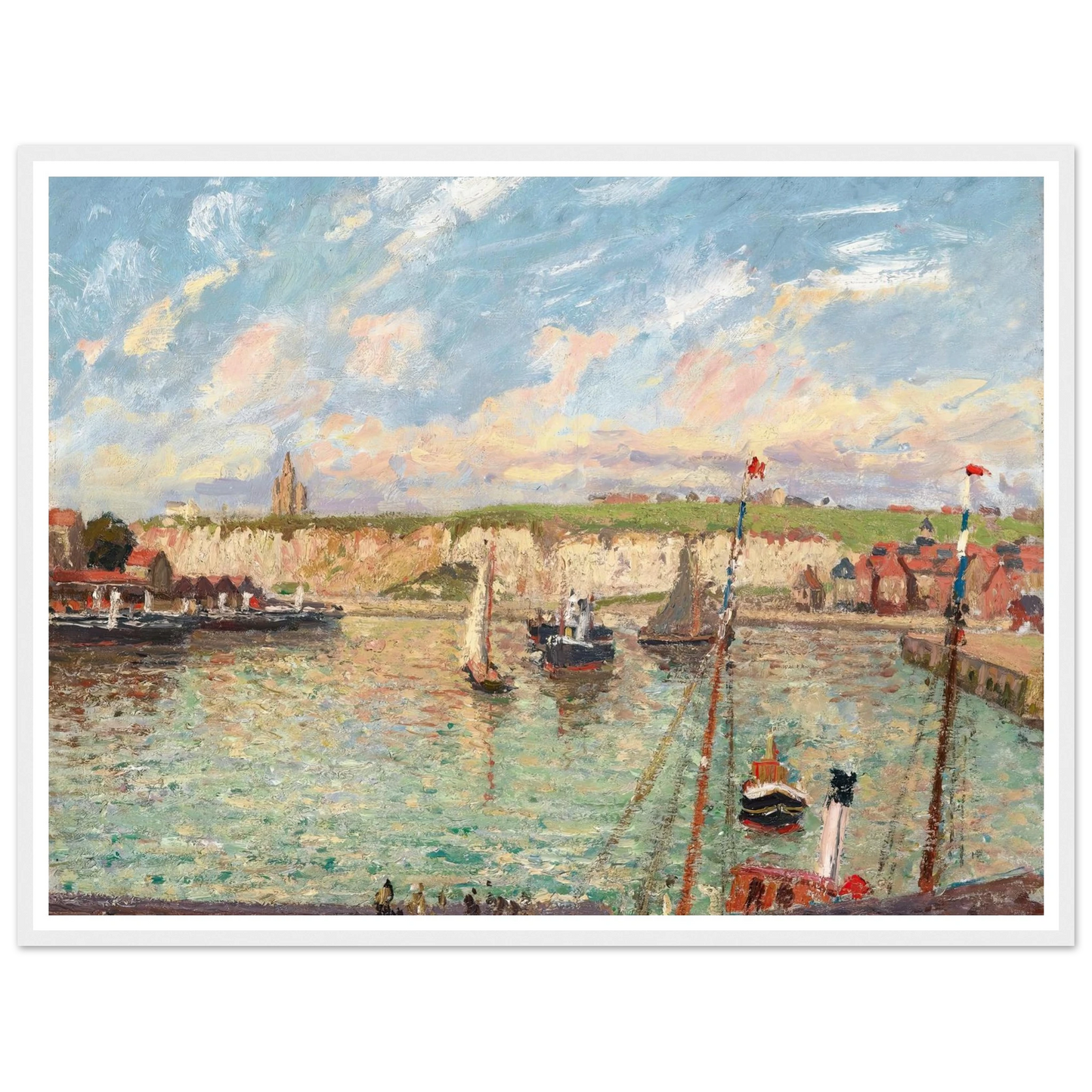 L’avant-Port De Dieppe, Après-Midi, Temps Lumineux (1902) Art Print | Camille Pissarro - Framed Poster - 30x40 cm / 12x16″ - Black frame