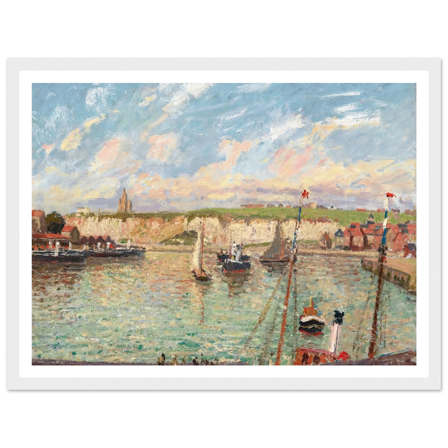 L’avant-Port De Dieppe, Après-Midi, Temps Lumineux (1902) Art Print | Camille Pissarro - Framed Poster - 30x40 cm / 12x16″ - Black frame