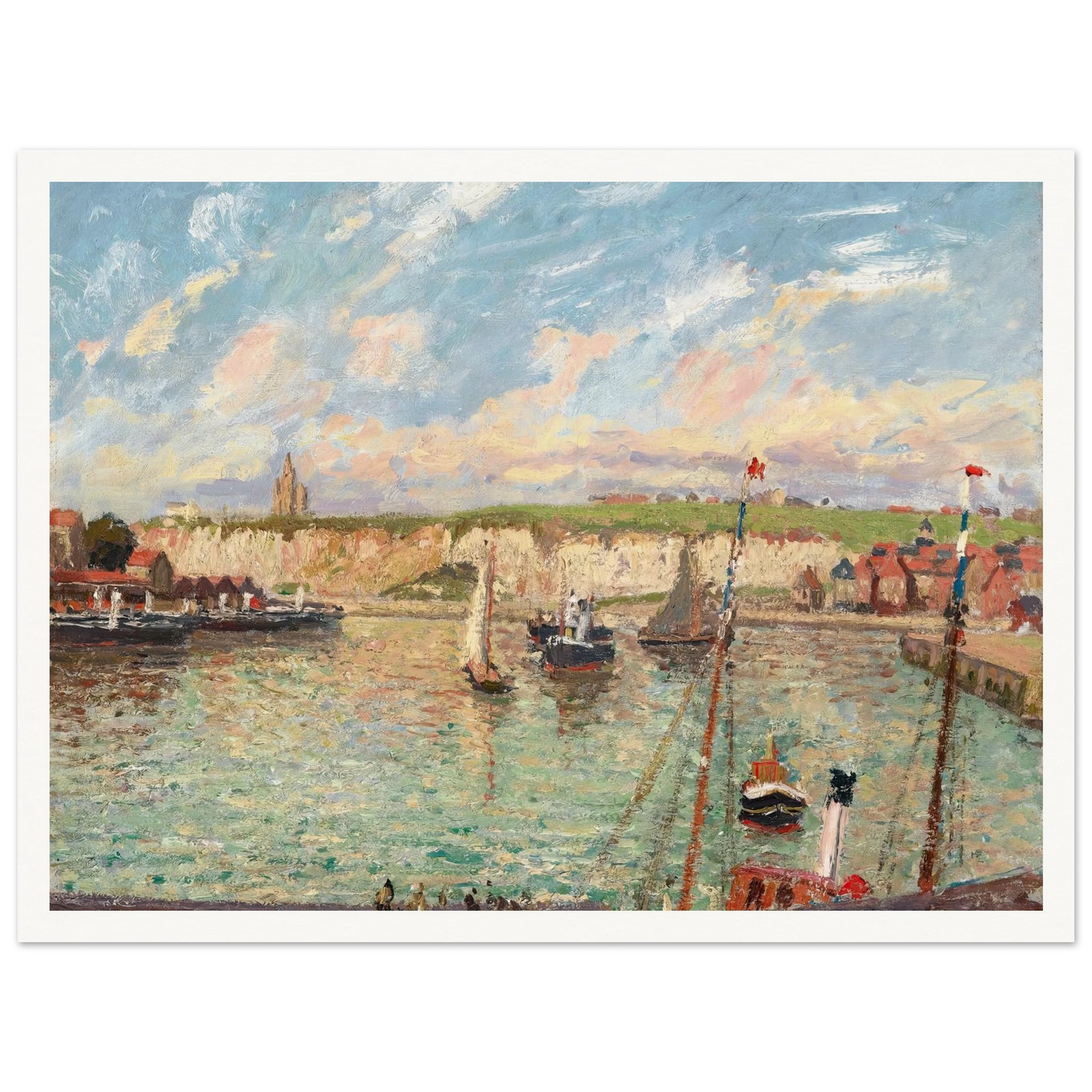 L’avant-Port De Dieppe, Après-Midi, Temps Lumineux (1902) Art Print | Camille Pissarro - Framed Poster - 30x40 cm / 12x16″ - Black frame