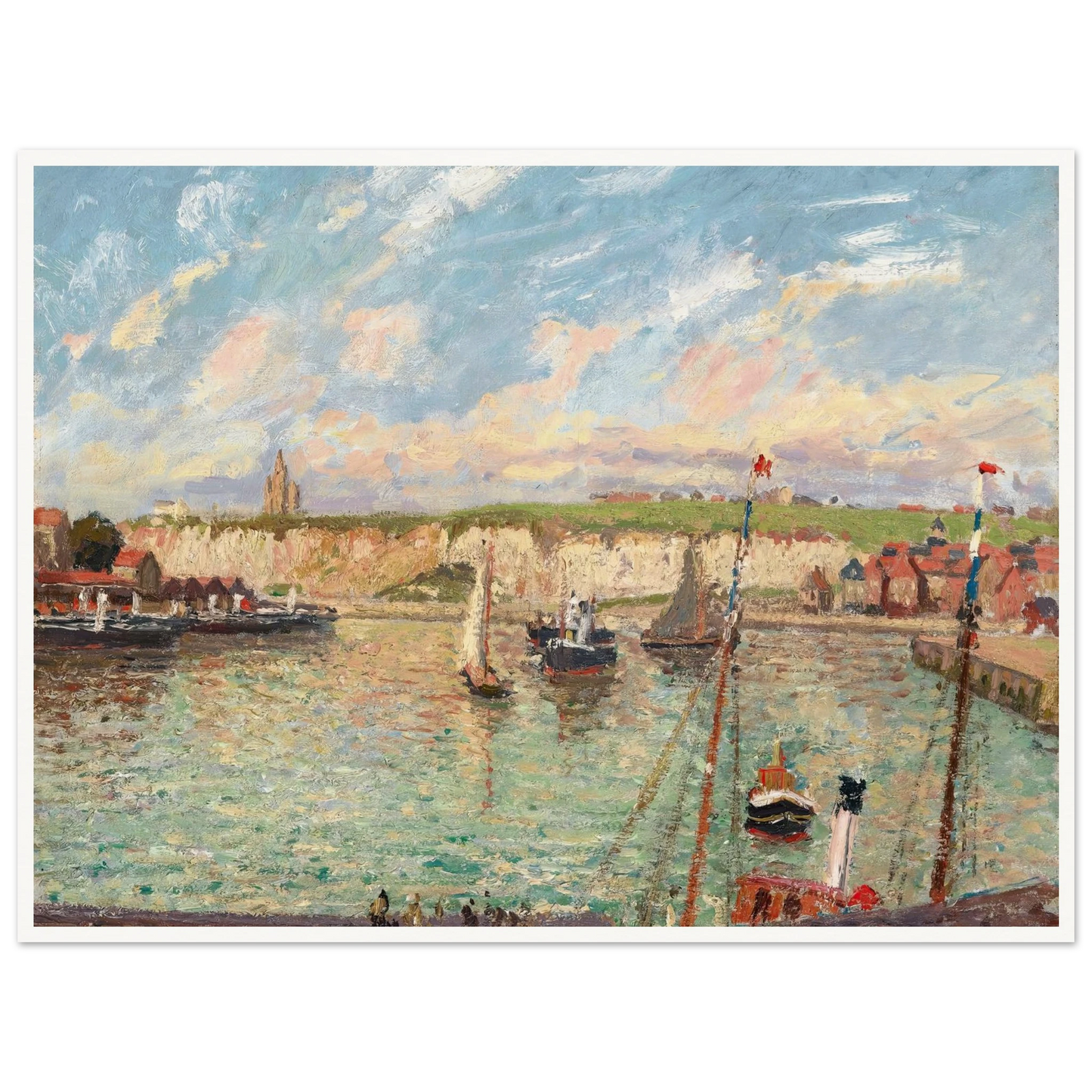 L’avant-Port De Dieppe, Après-Midi, Temps Lumineux (1902) Art Print | Camille Pissarro - Framed Poster - 30x40 cm / 12x16″ - Black frame