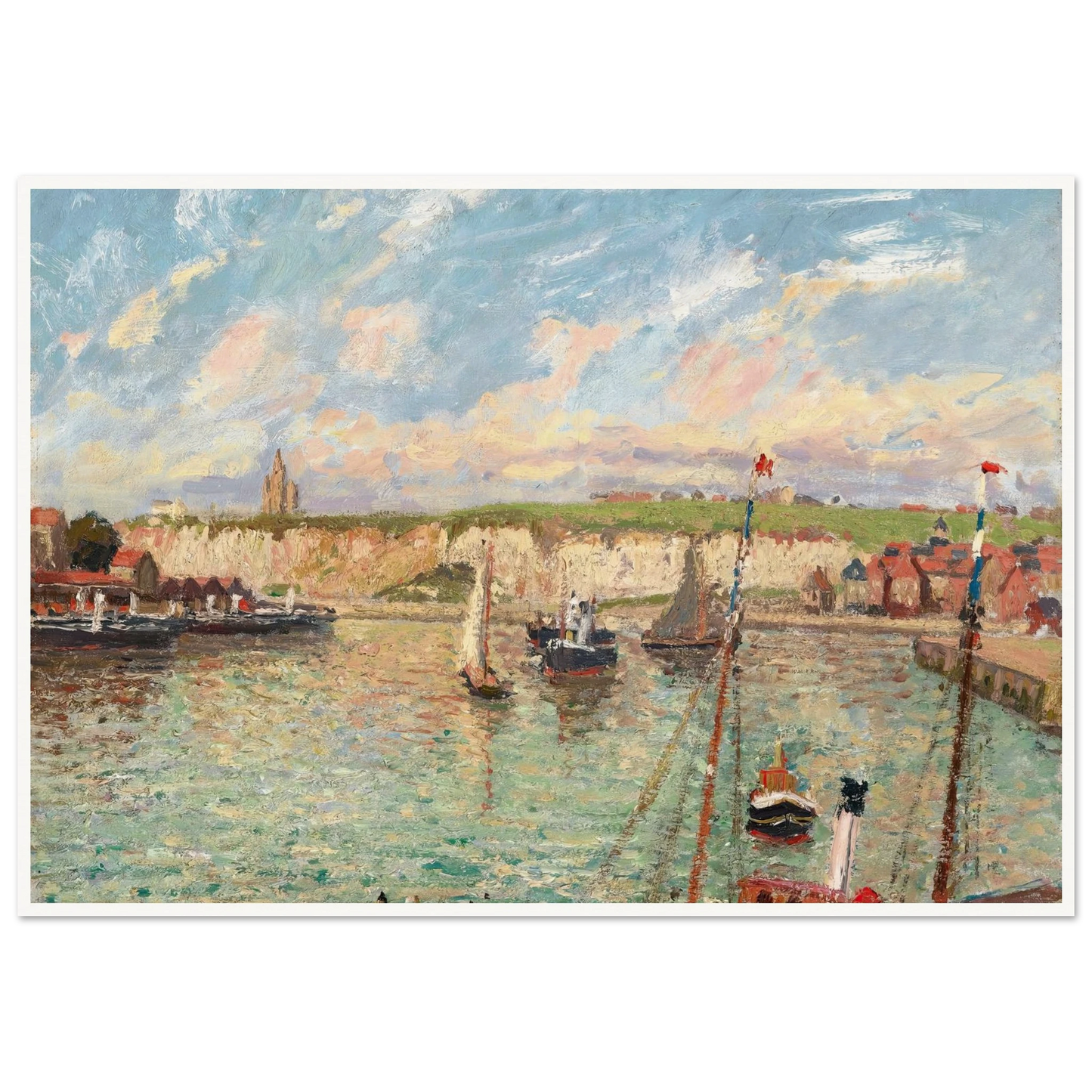 L’avant-Port De Dieppe, Après-Midi, Temps Lumineux (1902) Art Print | Camille Pissarro - Framed Poster - 30x40 cm / 12x16″ - Black frame