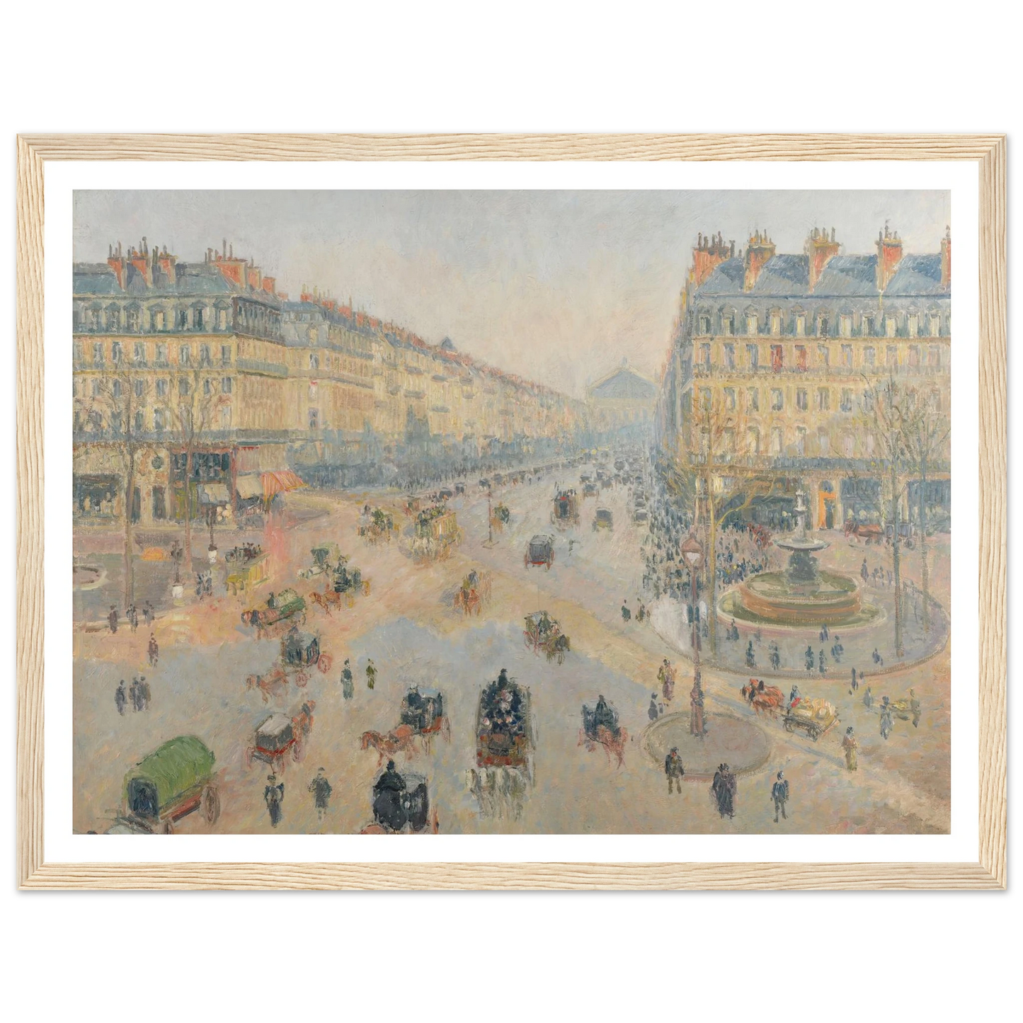 L’Avenue de l’Opéra (1898) Art Print | Camille Pissarro - Framed Poster - 30x40 cm / 12x16″ - Black frame