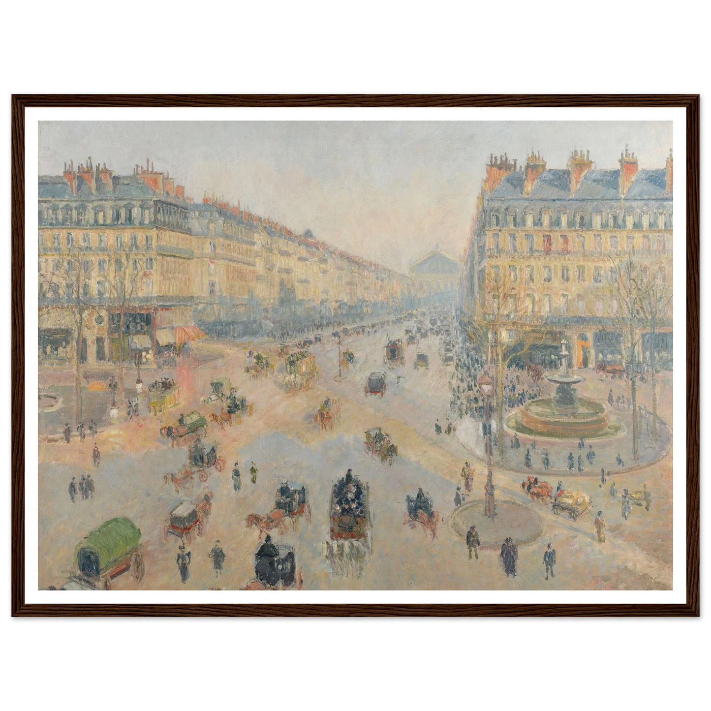 L’Avenue de l’Opéra (1898) Art Print | Camille Pissarro - Framed Poster - 30x40 cm / 12x16″ - Black frame