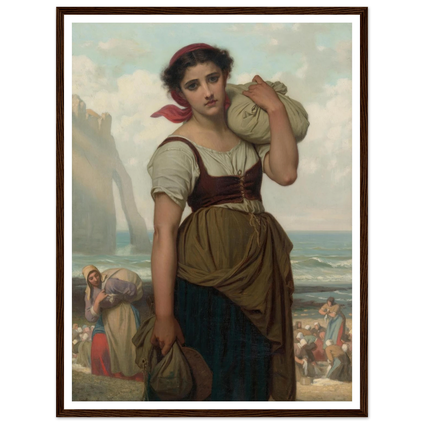 Laveuse D’étretat (1869) Art Print | Hugues Merle - Framed Poster - 30x40 cm / 12x16″ - Black frame