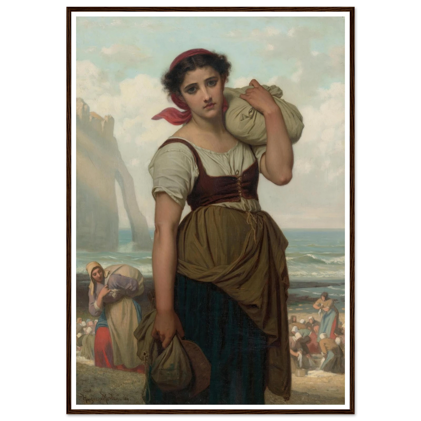 Laveuse D’étretat (1869) Art Print | Hugues Merle - Framed Poster - 30x40 cm / 12x16″ - Black frame