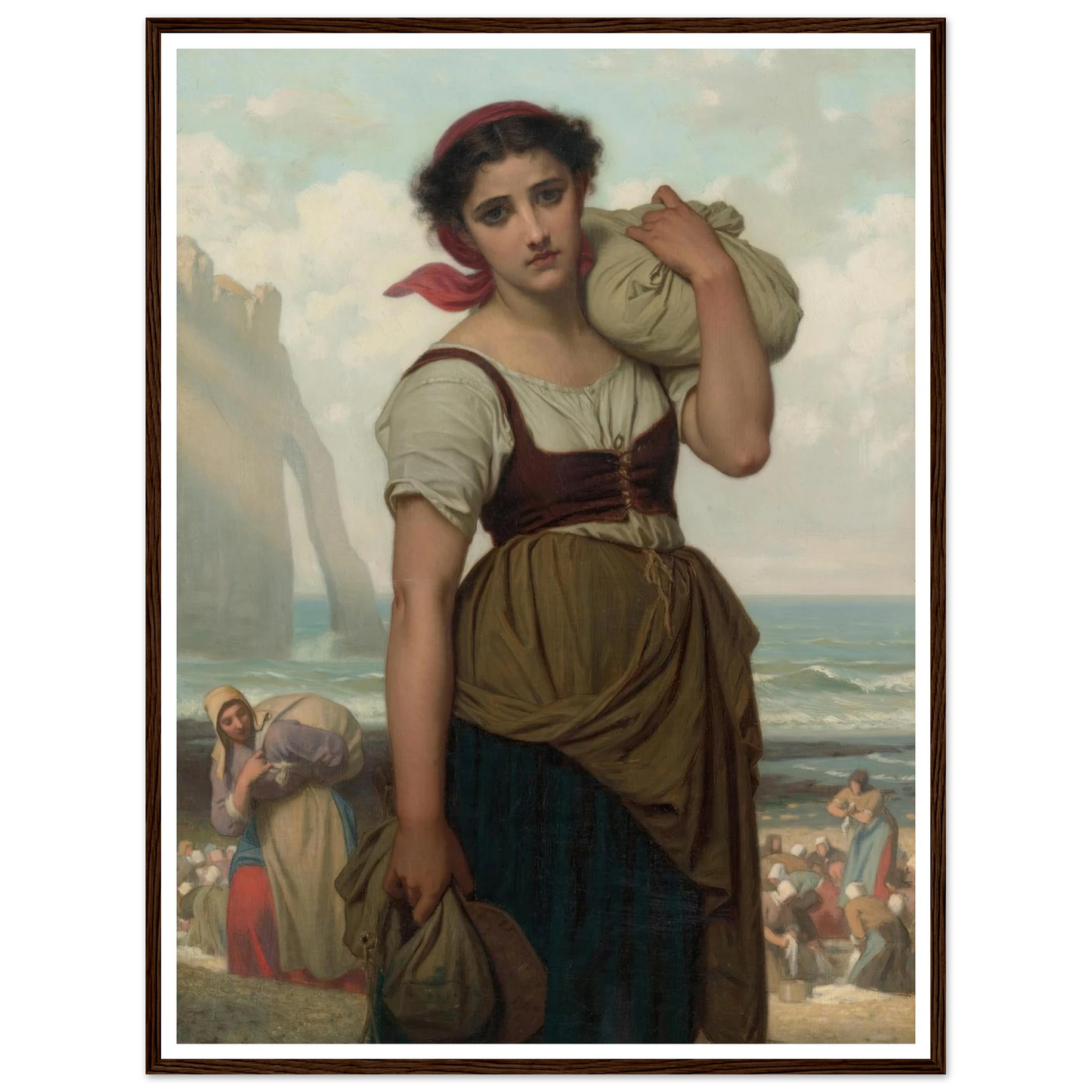 Laveuse D’étretat (1869) Art Print | Hugues Merle - Framed Poster - 30x40 cm / 12x16″ - Black frame