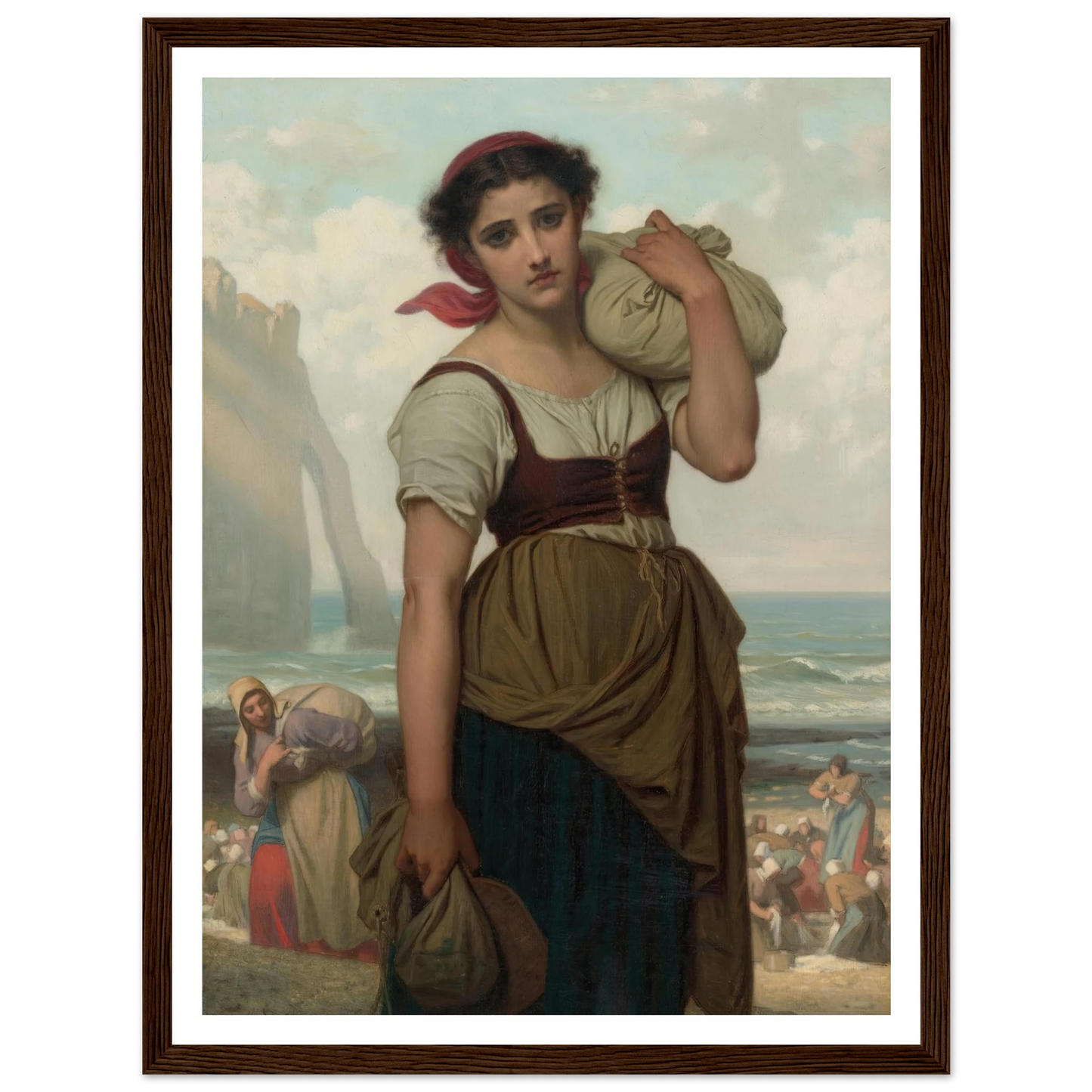 Laveuse D’étretat (1869) Art Print | Hugues Merle - Framed Poster - 30x40 cm / 12x16″ - Black frame