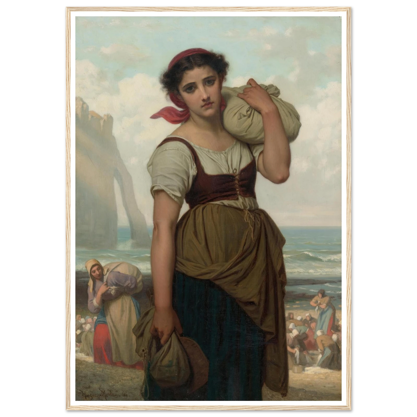 Laveuse D’étretat (1869) Art Print | Hugues Merle - Framed Poster - 30x40 cm / 12x16″ - Black frame